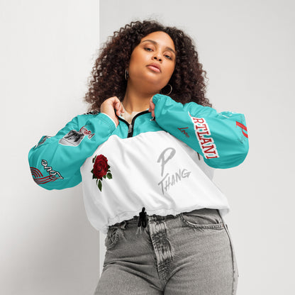 Portland Love Logos  Dark Terquioise Women’s Cropped Windbreaker image 6