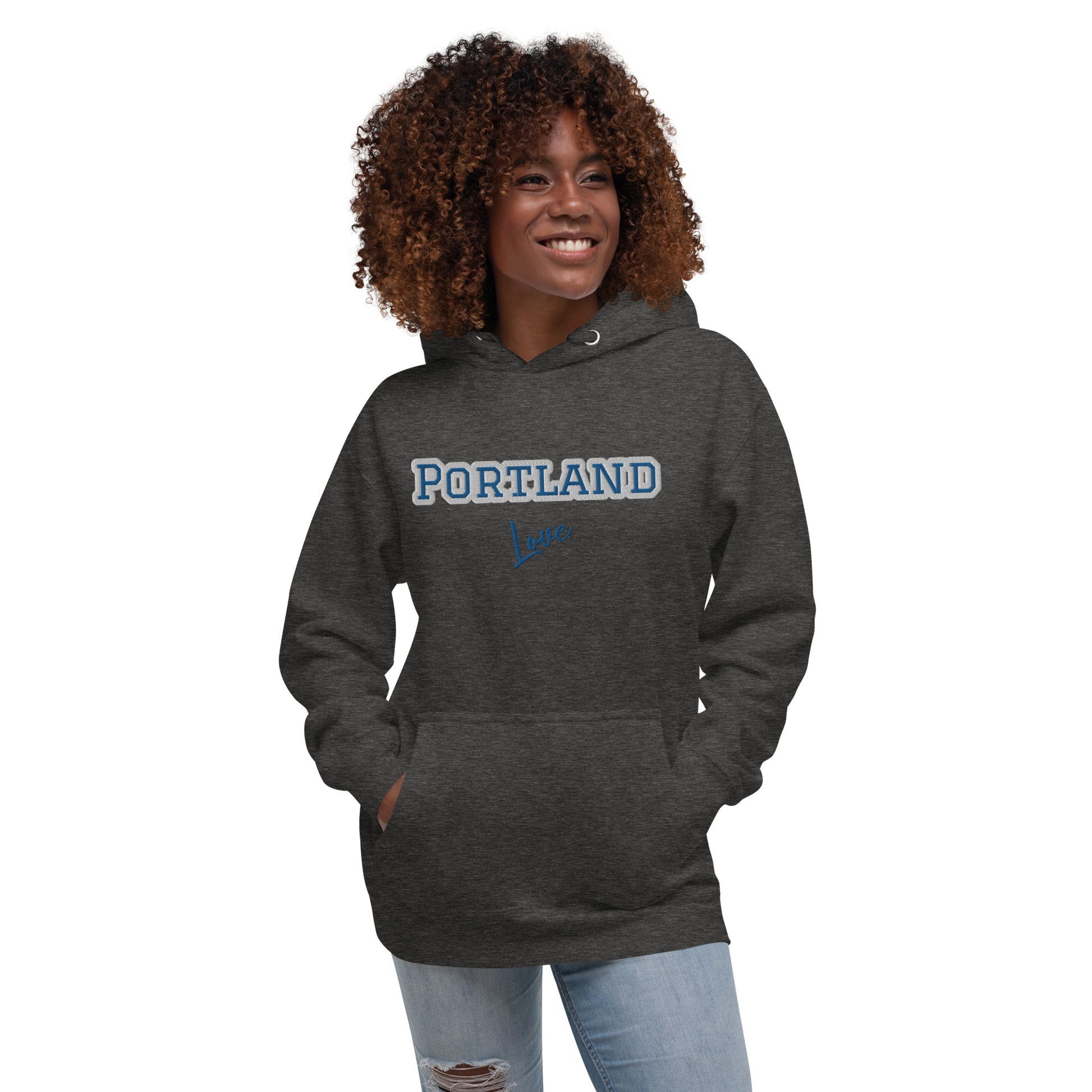 Block Style Royal/White Embroidered Unisex Hoodie image 12