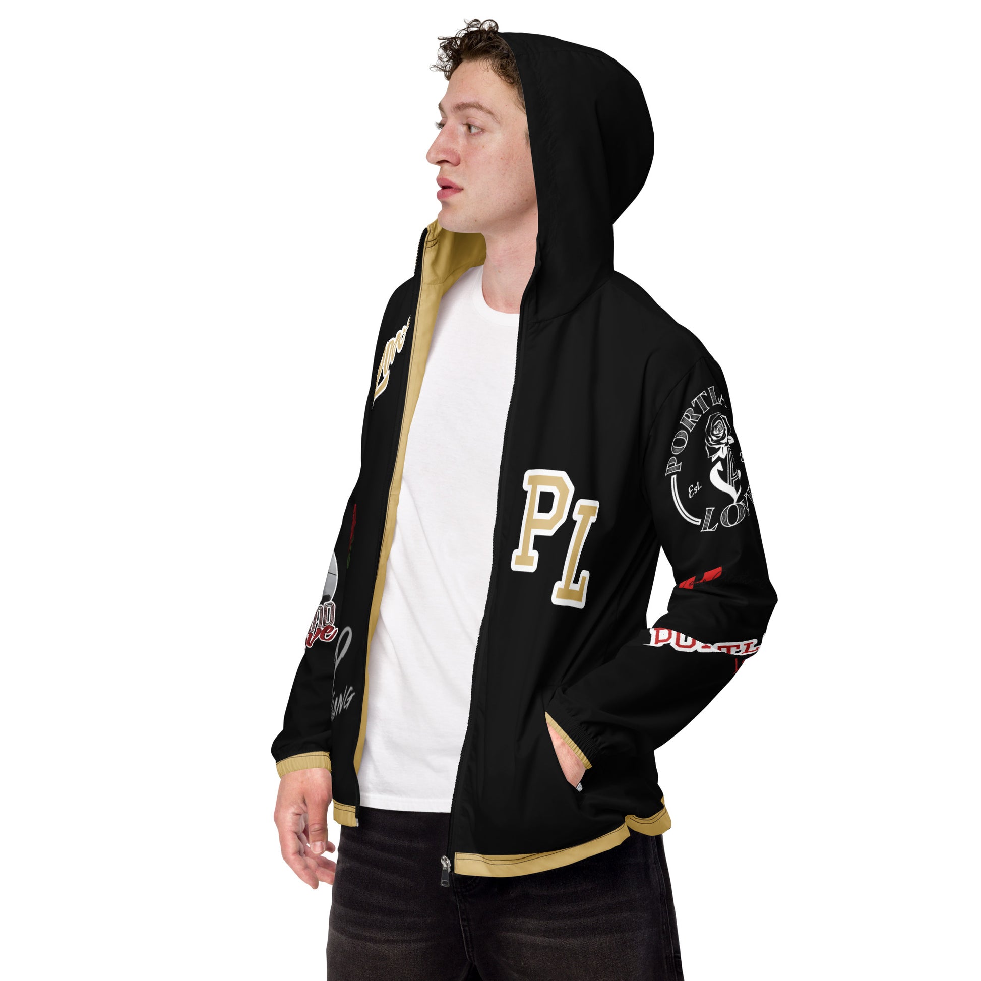 Black and Gold Logo Men’s Windbreaker image 1