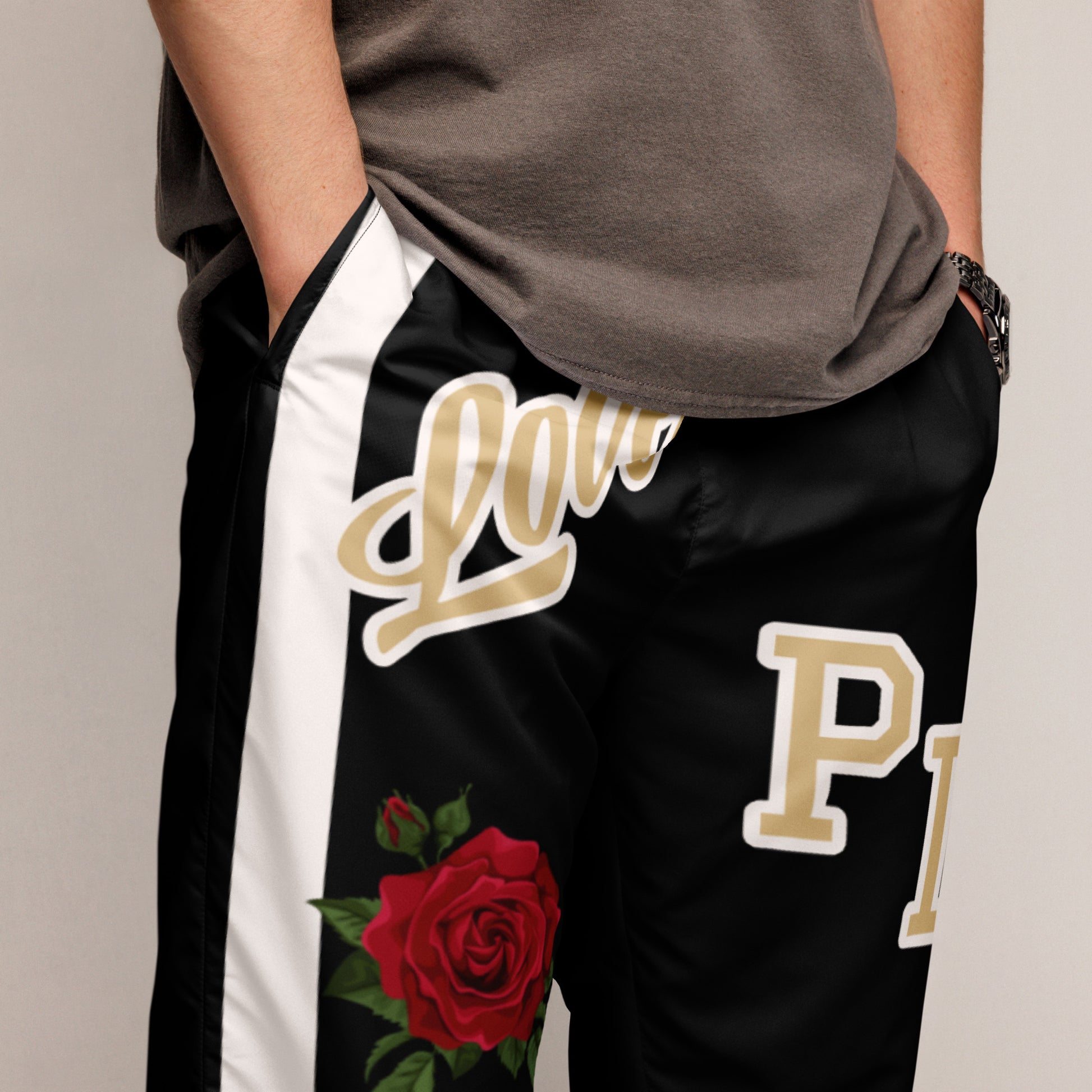 Black and Gold Portland Love Logos Unisex Track Pants image 3