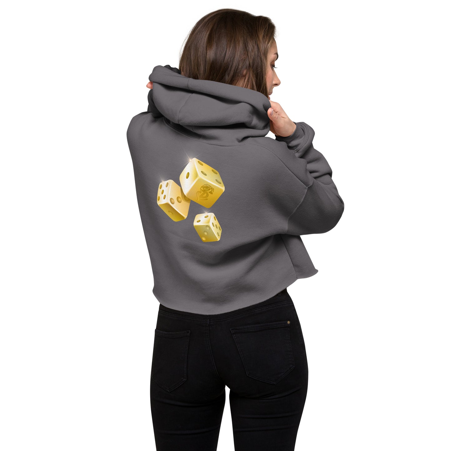 Gold Portland Love w/Dice Crop Hoodie image 3