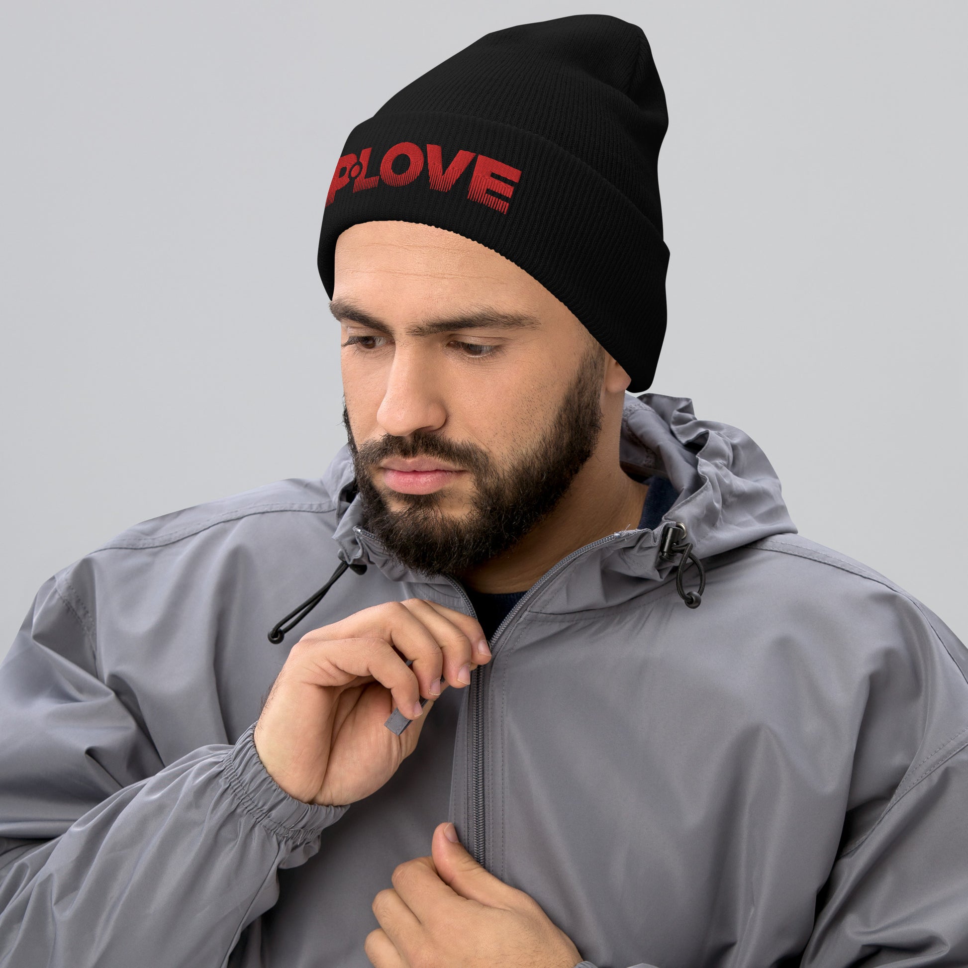 P-Love Rose 3D Puff Embroidered Cuffed Beanie image 0
