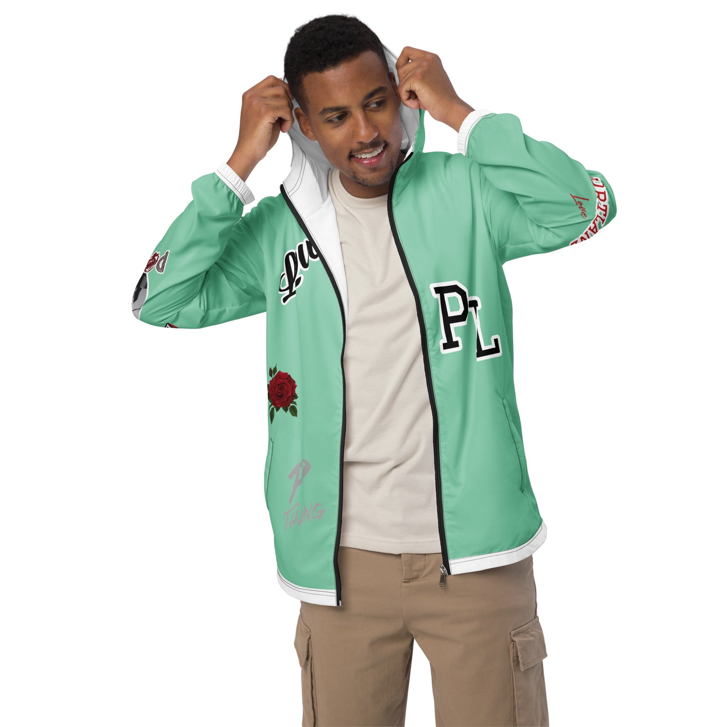 Portland Love Logos Vista Blue Men’s Windbreaker image 8