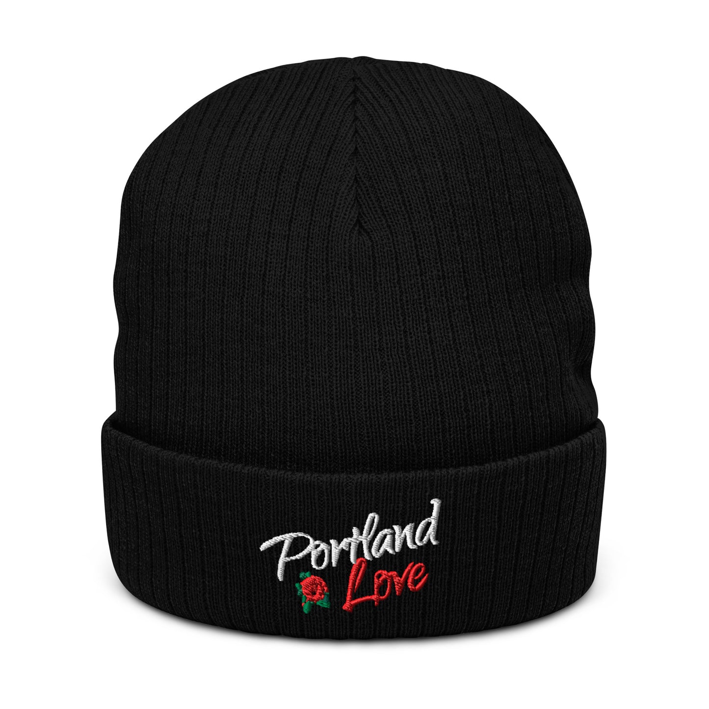 Portland Love Rose Ribbed Knit Beanie image 0