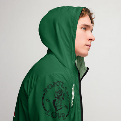 Portland Love Forest Green Logo Men’s Windbreaker image 2