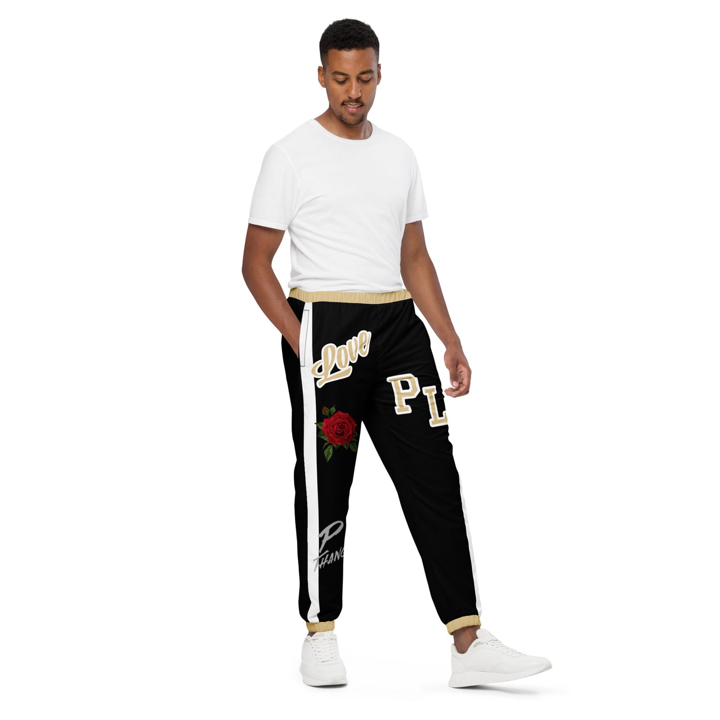Black and Gold Portland Love Logos Unisex Track Pants image 1