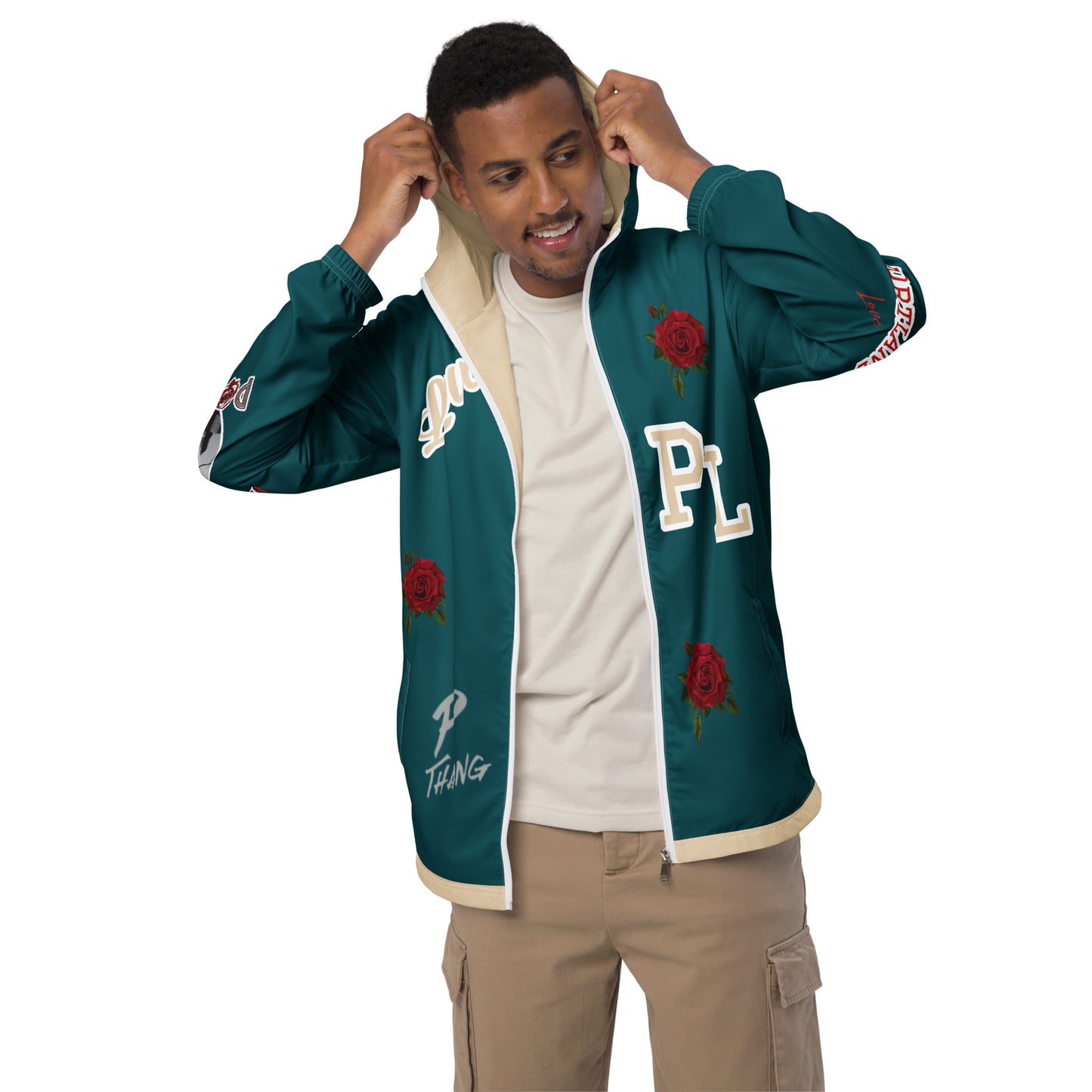 Portland Love Sherpa Blue Logo Men’s Windbreaker image 11