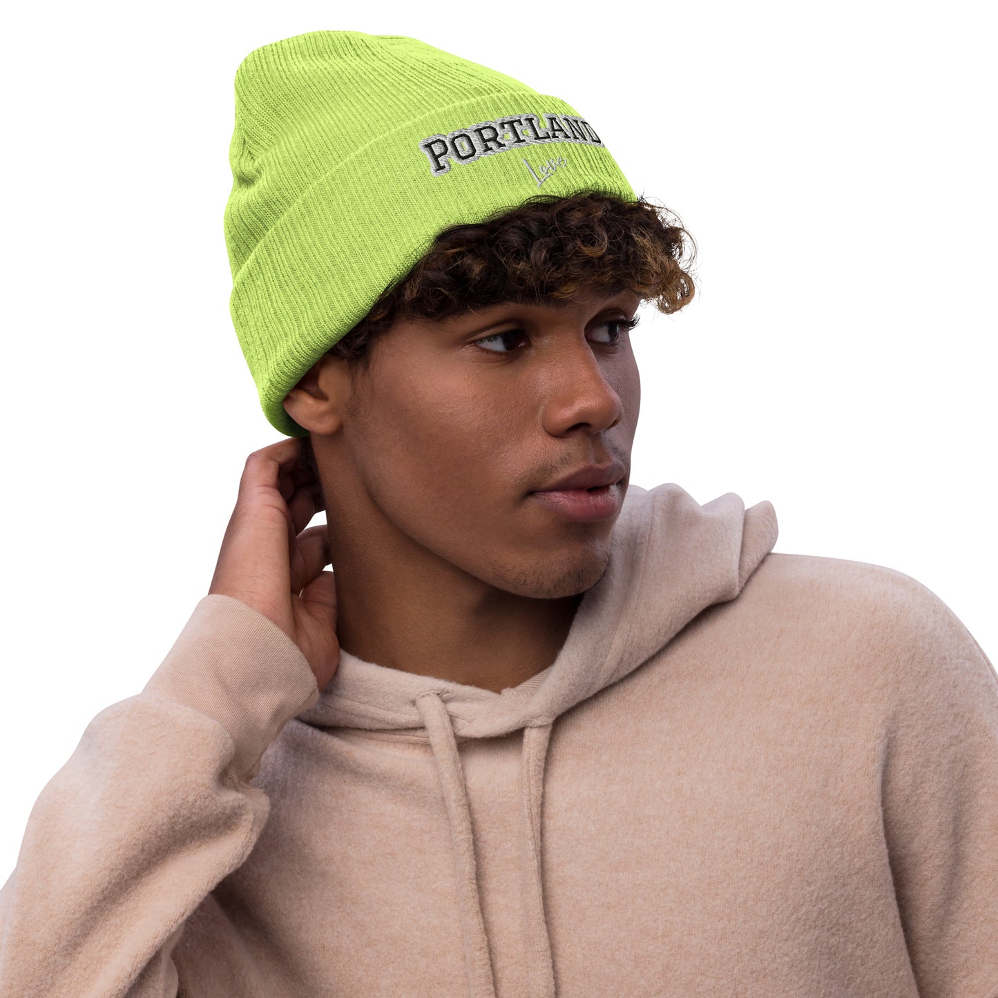 Block Style Ribbed Knit Beanie  image 6