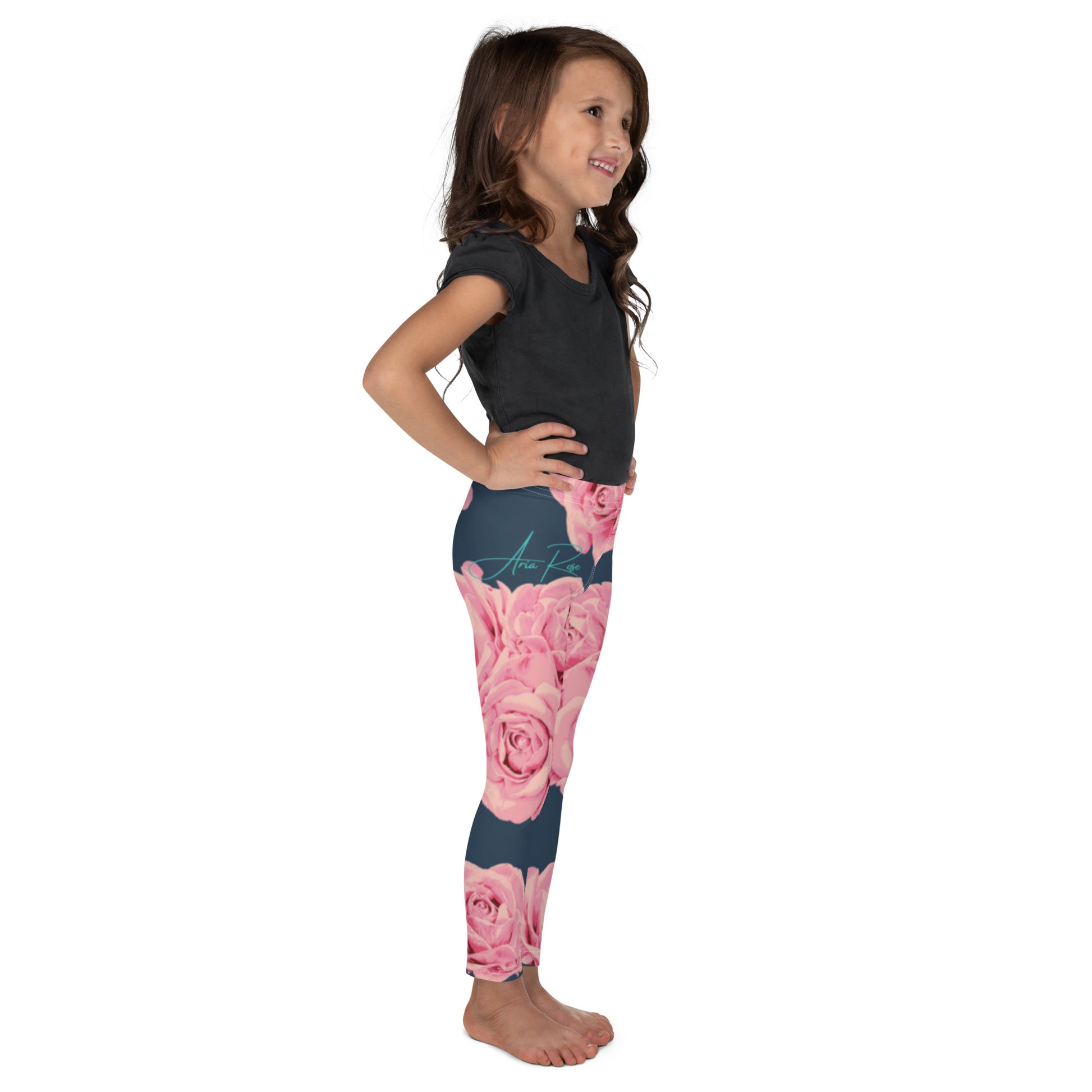 Aria Rose Flower Kid's Leggings image 3