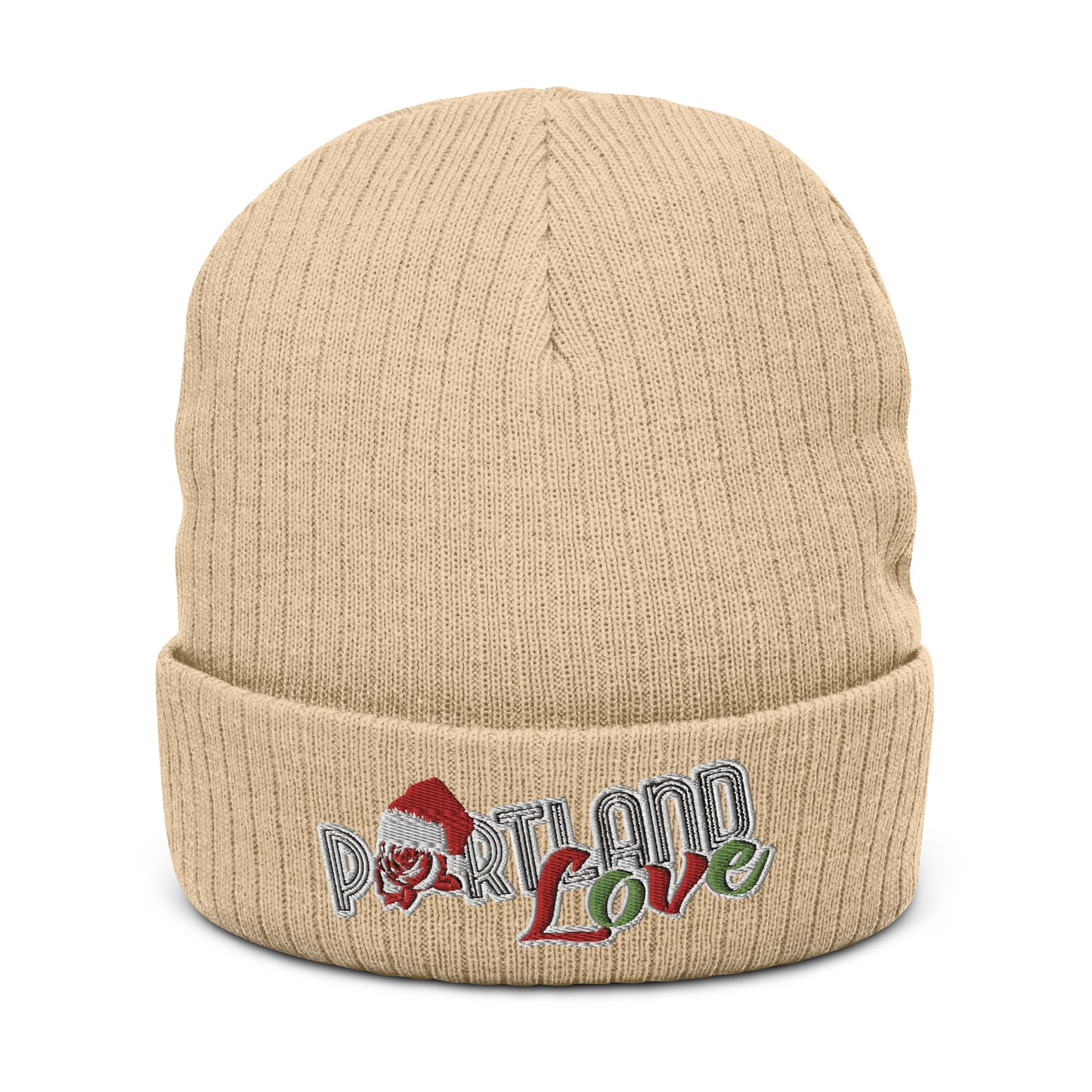 Original Portland Love Christmas Black Ribbed Knit Beanie image 10