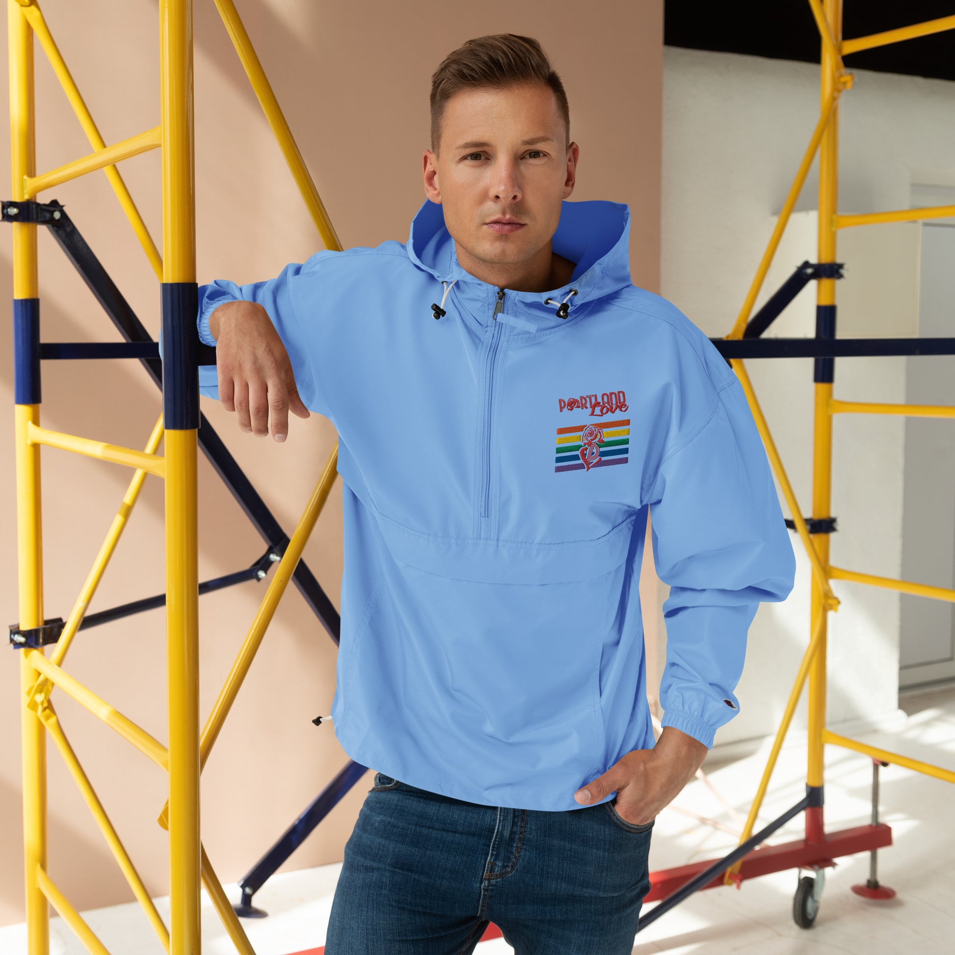 Rainbow Embroidered Champion Packable Jacket image 5