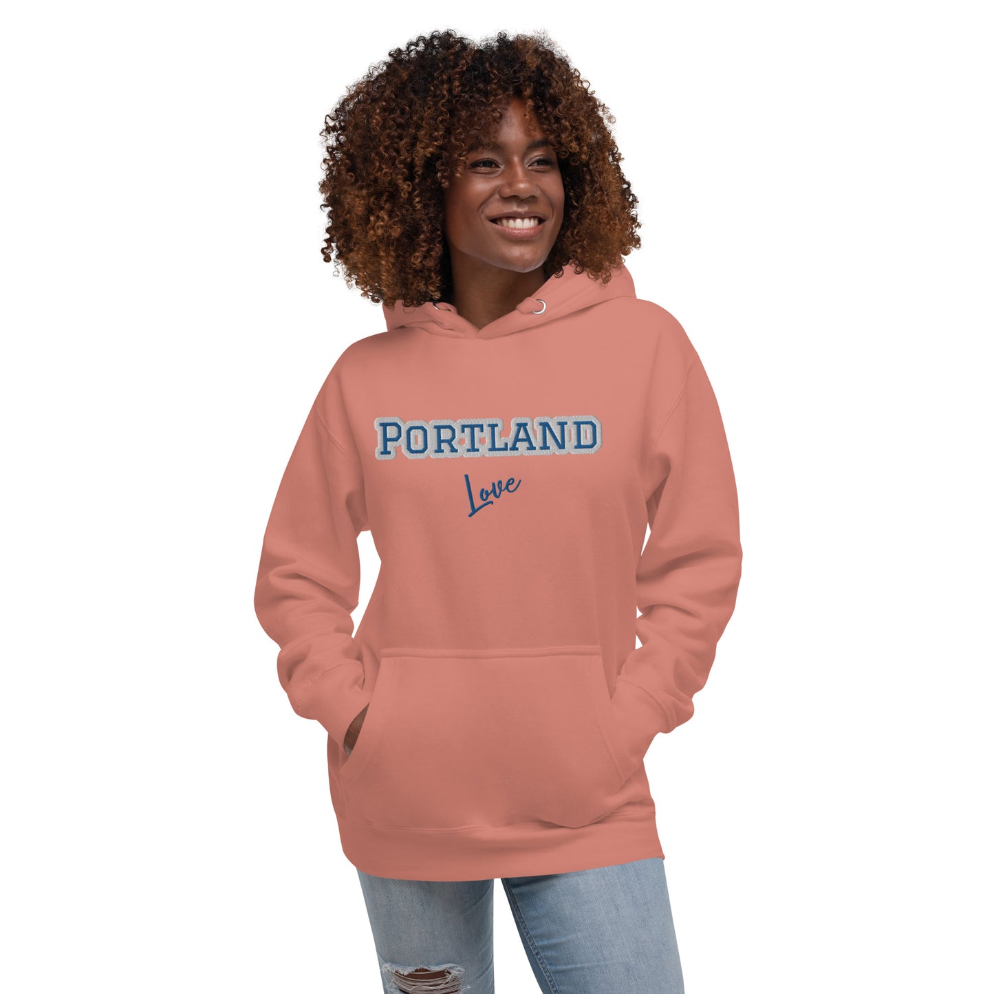 Block Style Royal/White Embroidered Unisex Hoodie image 32