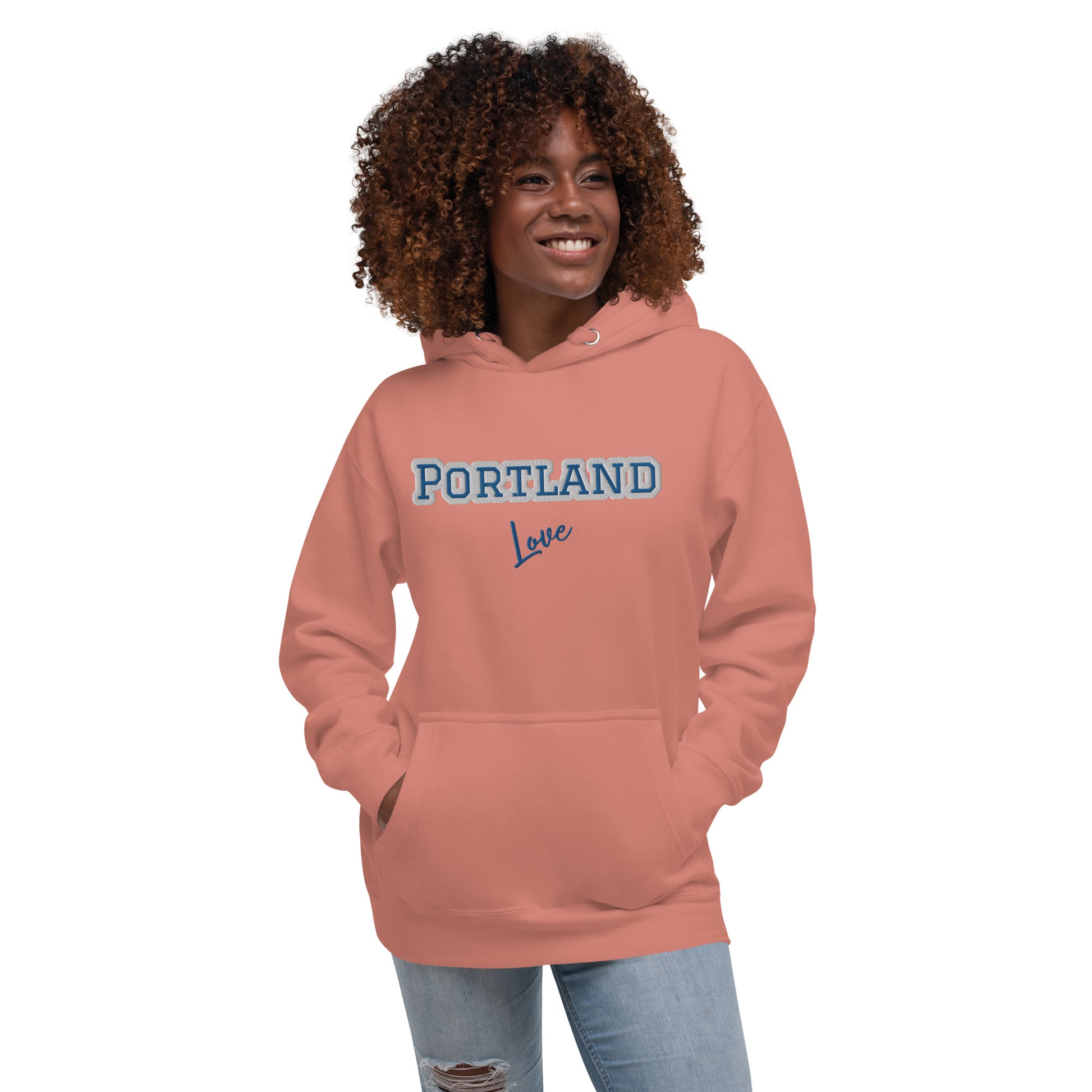Block Style Royal/White Embroidered Unisex Hoodie image 32