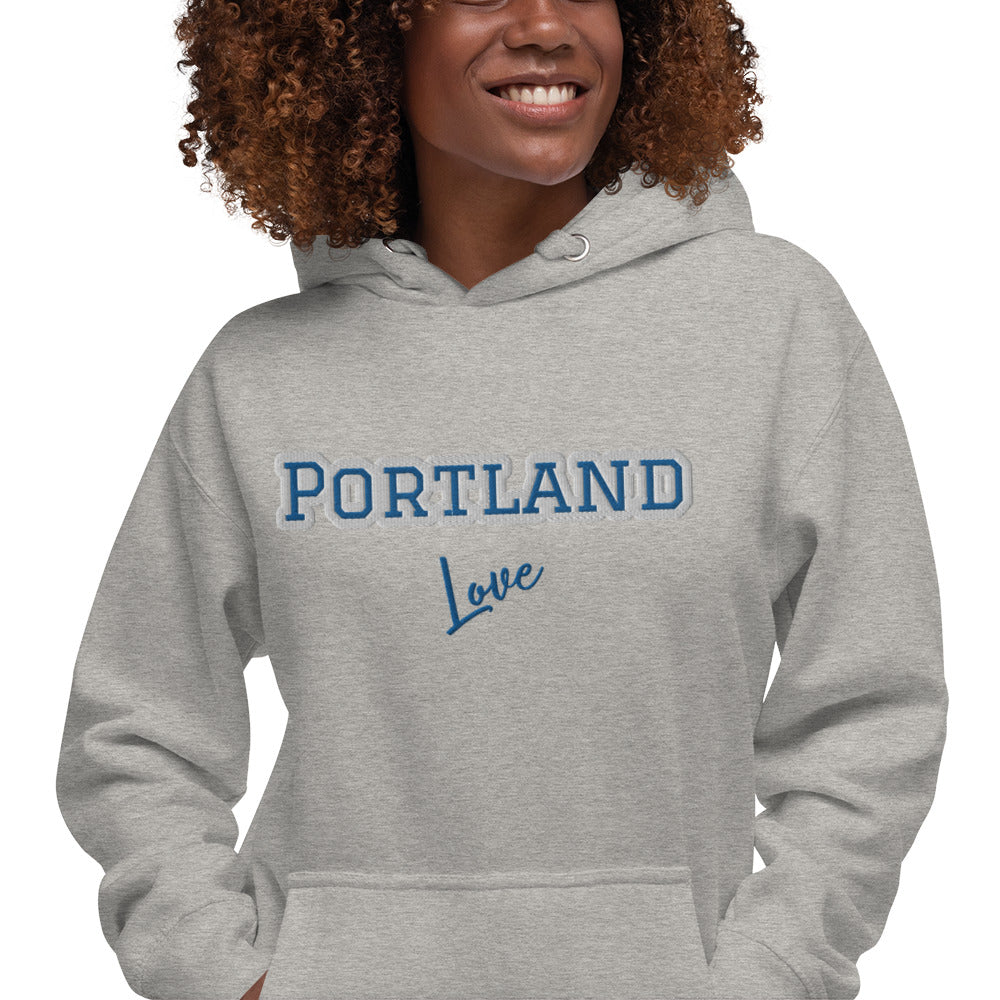 Block Style Royal/White Embroidered Unisex Hoodie image 37