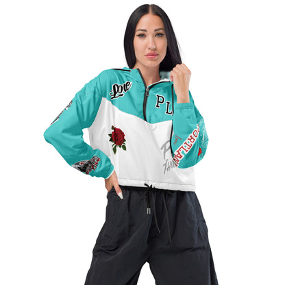 Portland Love Logos  Dark Terquioise Women’s Cropped Windbreaker image 0