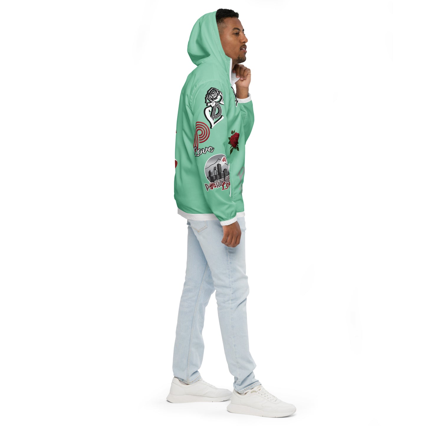 Portland Love Logos Vista Blue Men’s Windbreaker image 10
