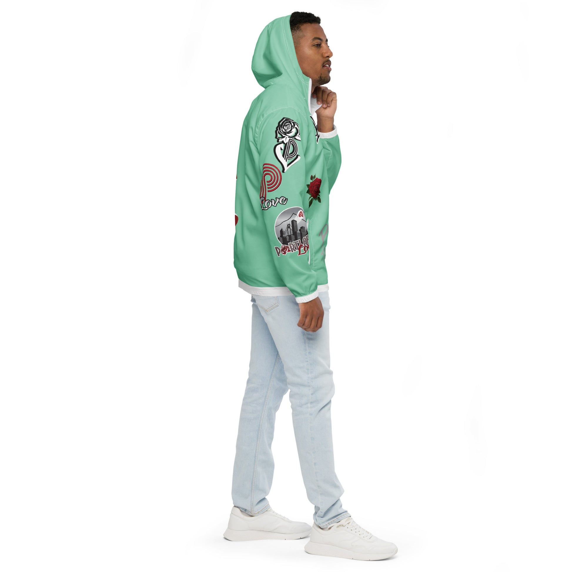 Portland Love Logos Vista Blue Men’s Windbreaker image 10