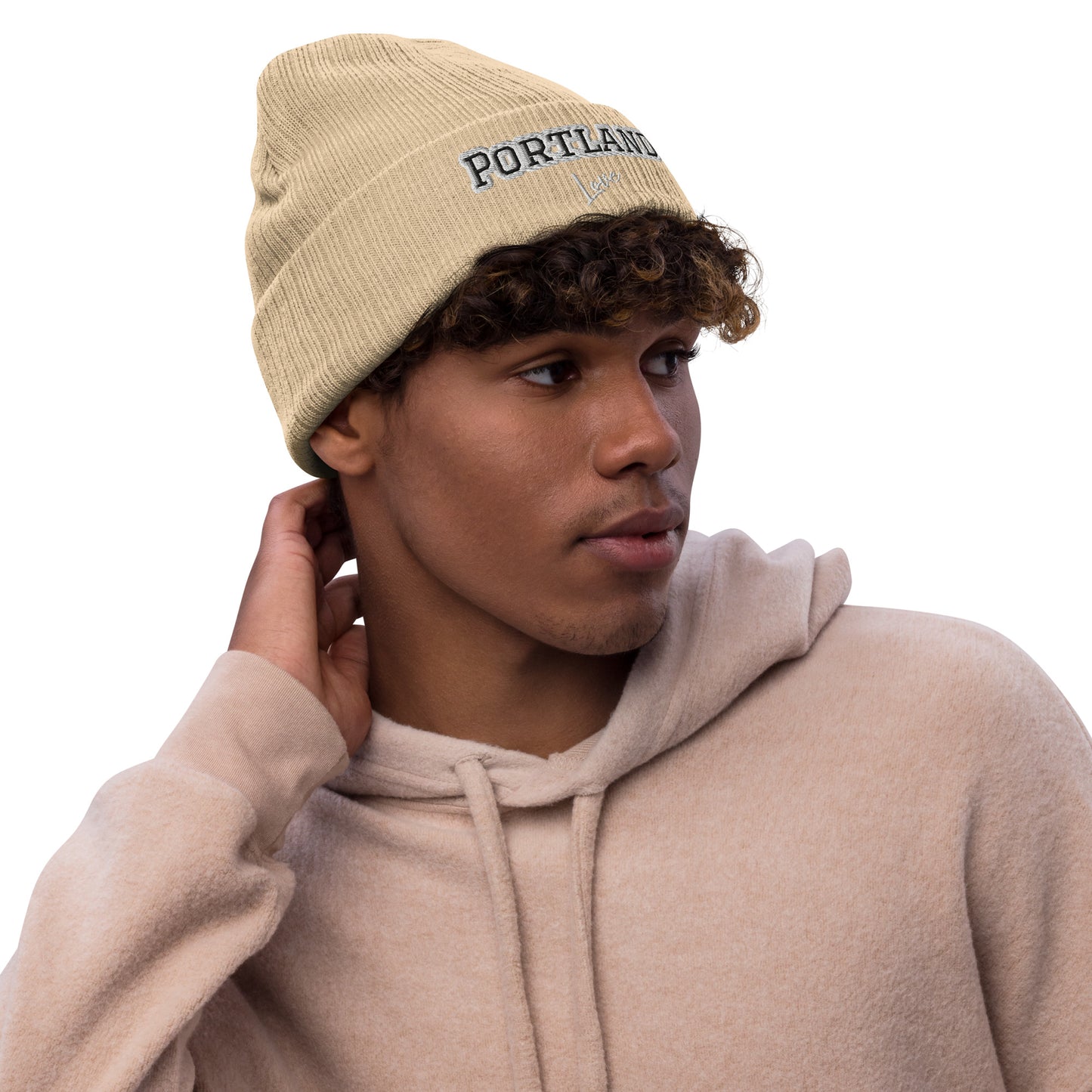Block Style Ribbed Knit Beanie  image 5