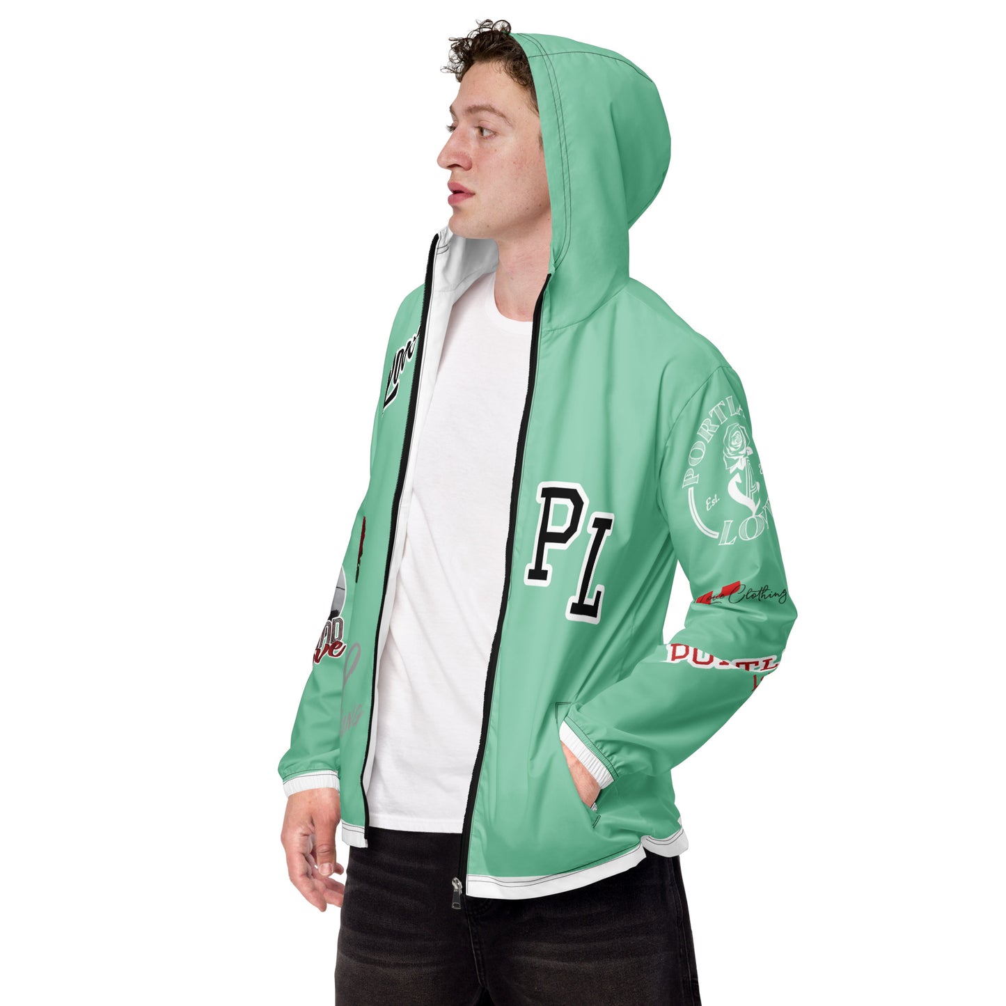 Portland Love Logos Vista Blue Men’s Windbreaker image 3