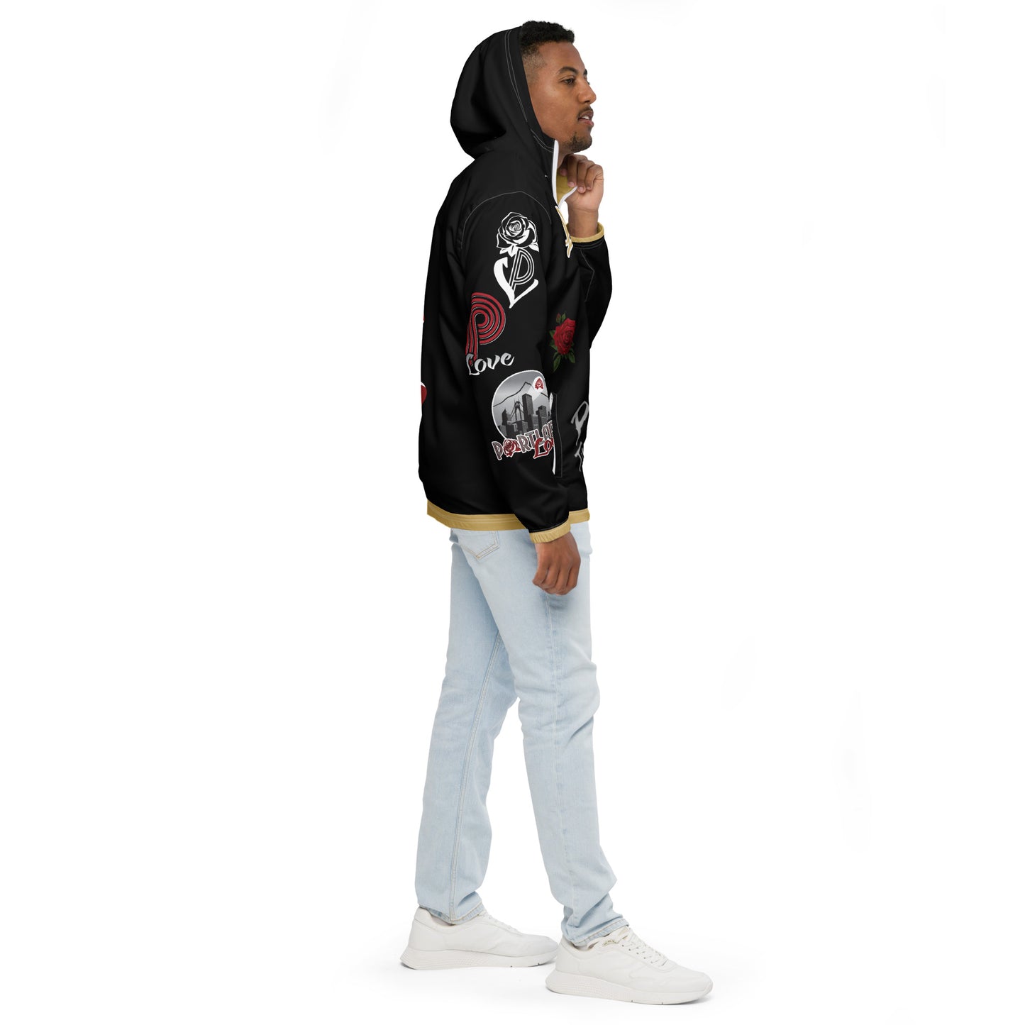 Black and Gold Logo Men’s Windbreaker image 15