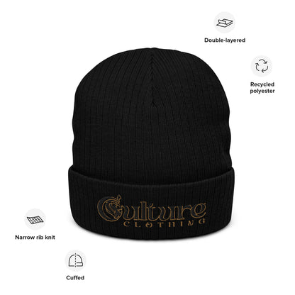 Culture Black Ribbed Knit Beanie image 2