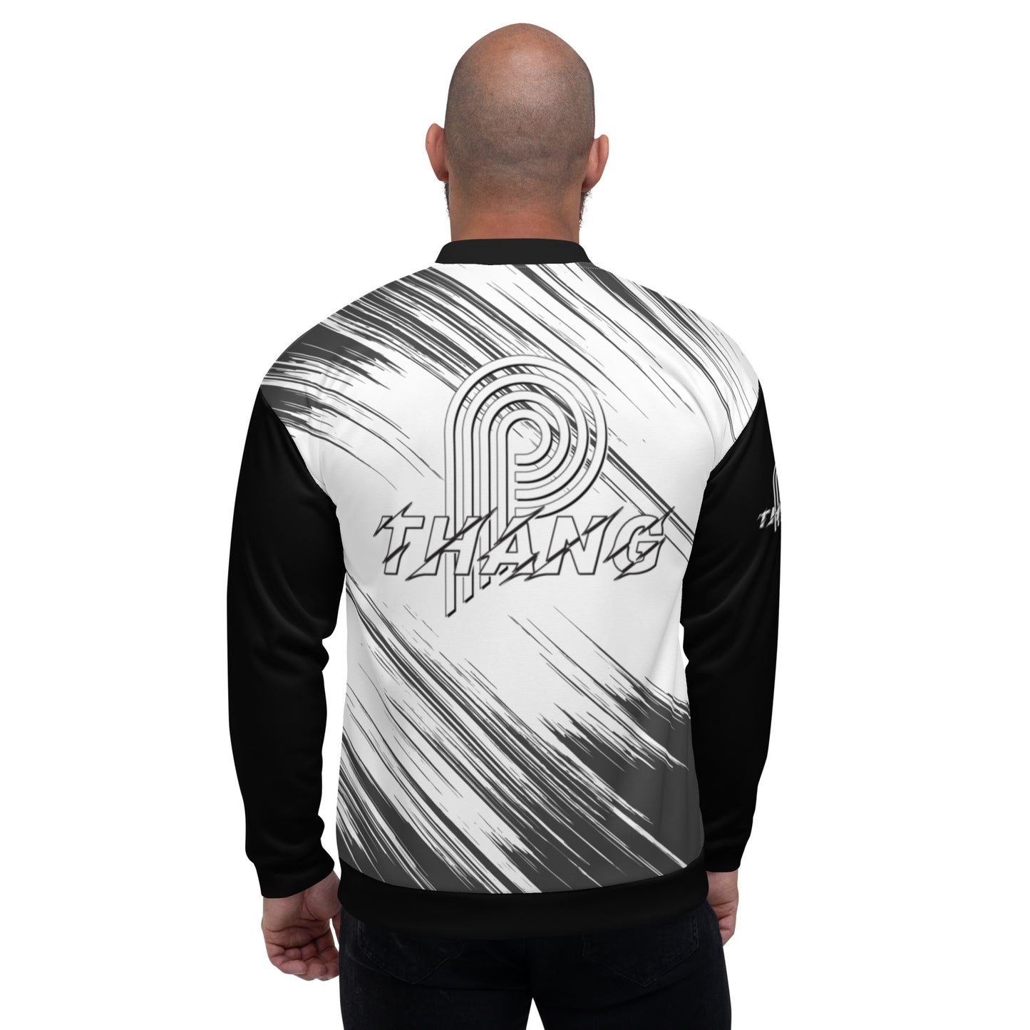 P-Thang Stripe Unisex Bomber Jacket image 1