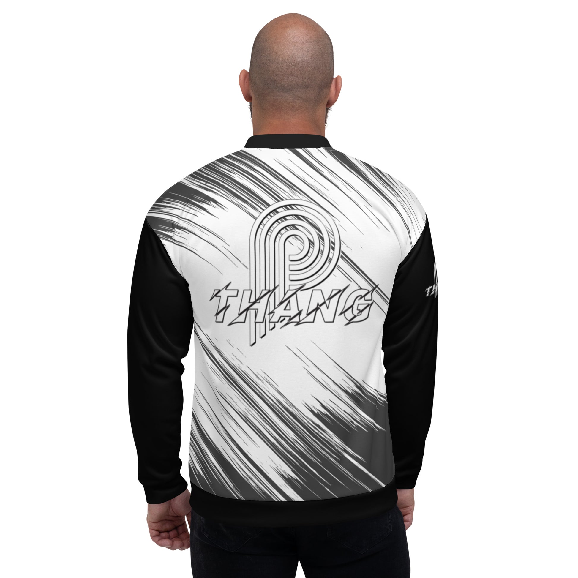 P-Thang Stripe Unisex Bomber Jacket image 1