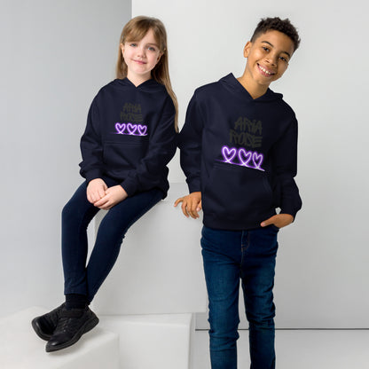 Aria Rose Purple Heart Kids Fleece Hoodie image 1