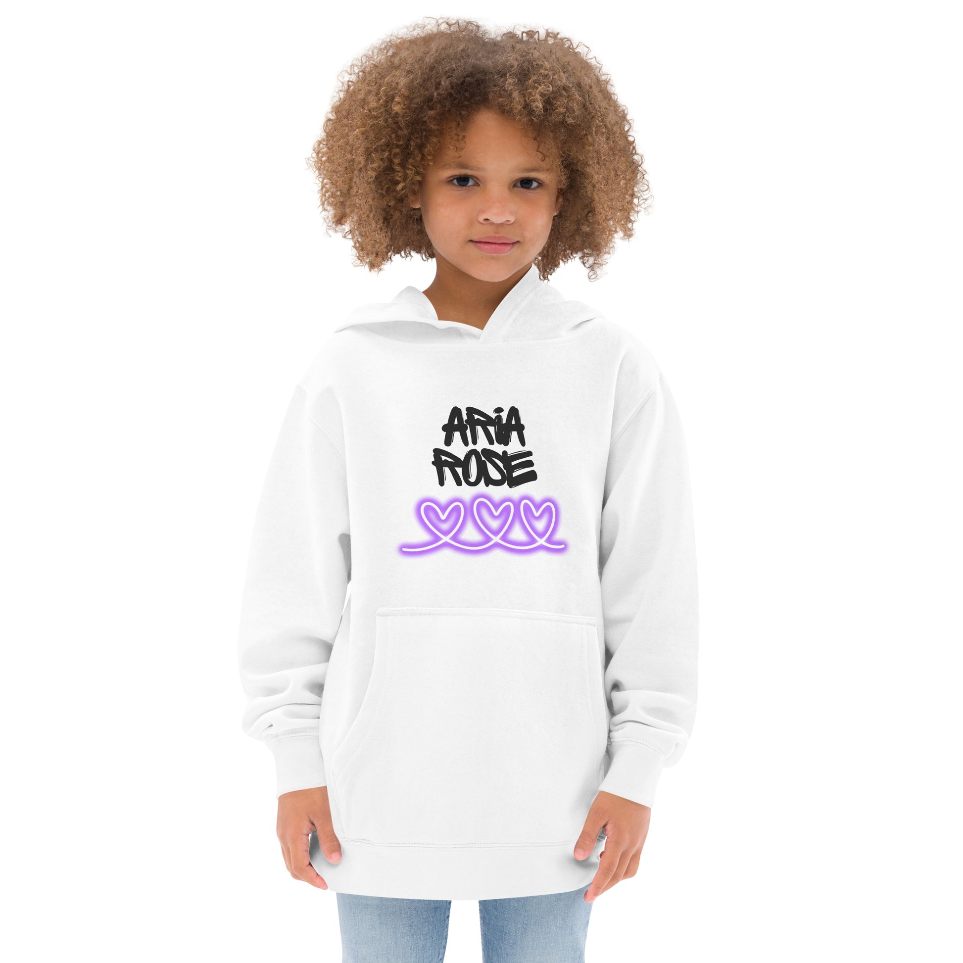 Aria Rose Purple Heart Kids Fleece Hoodie image 6