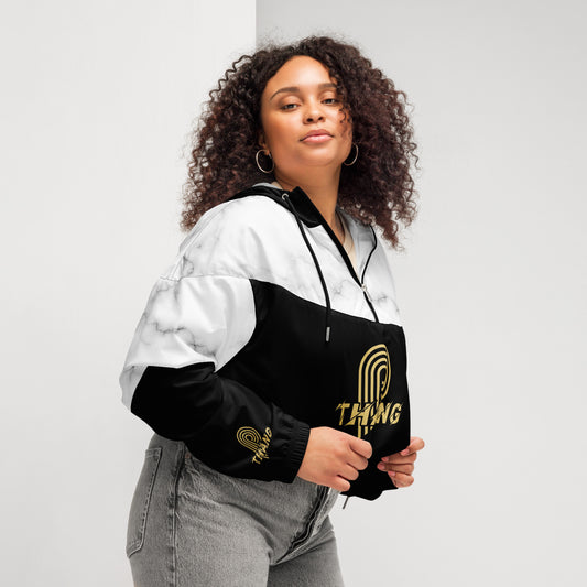P-Thang White Marble Women’s Cropped Windbreaker image 0