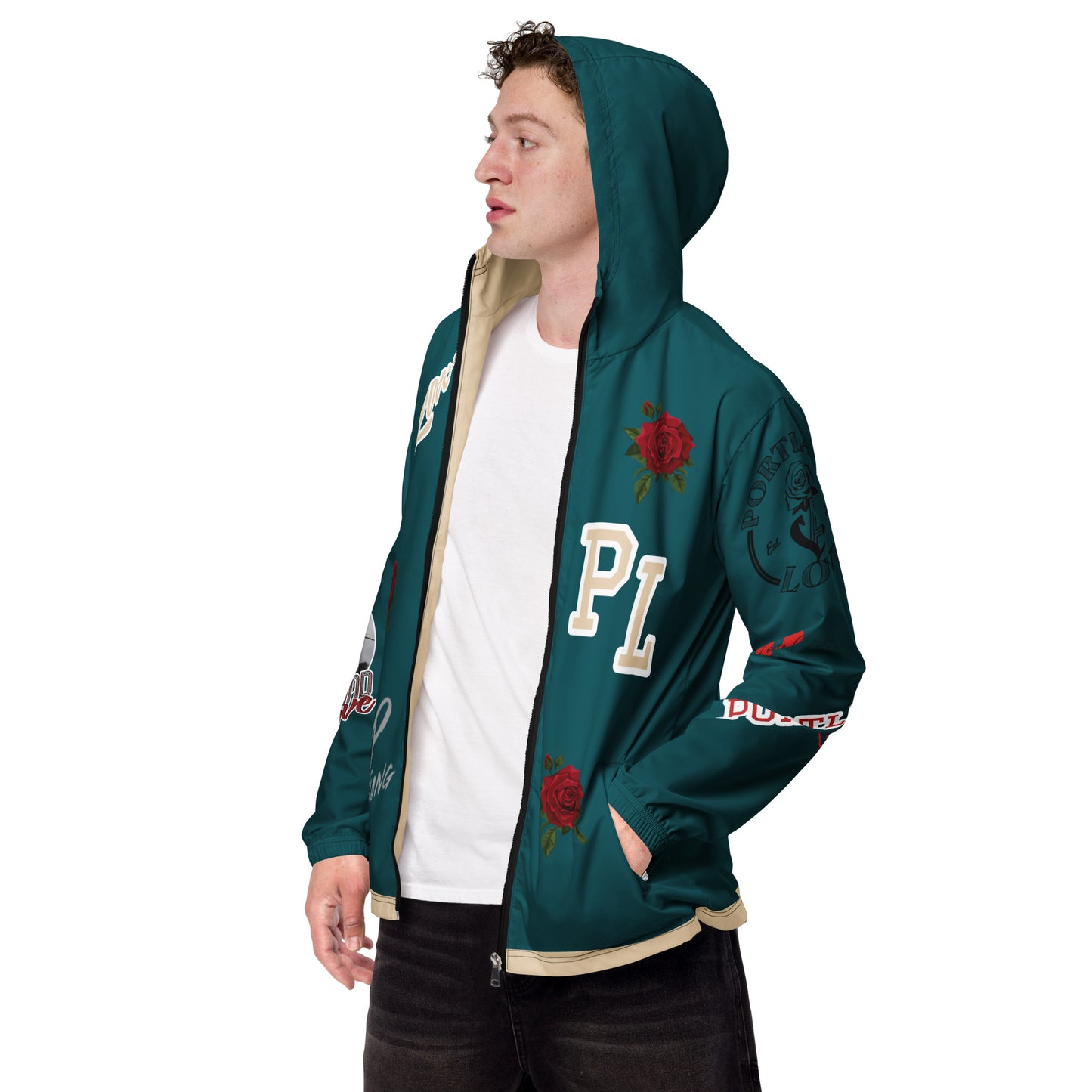 Portland Love Sherpa Blue Logo Men’s Windbreaker image 6
