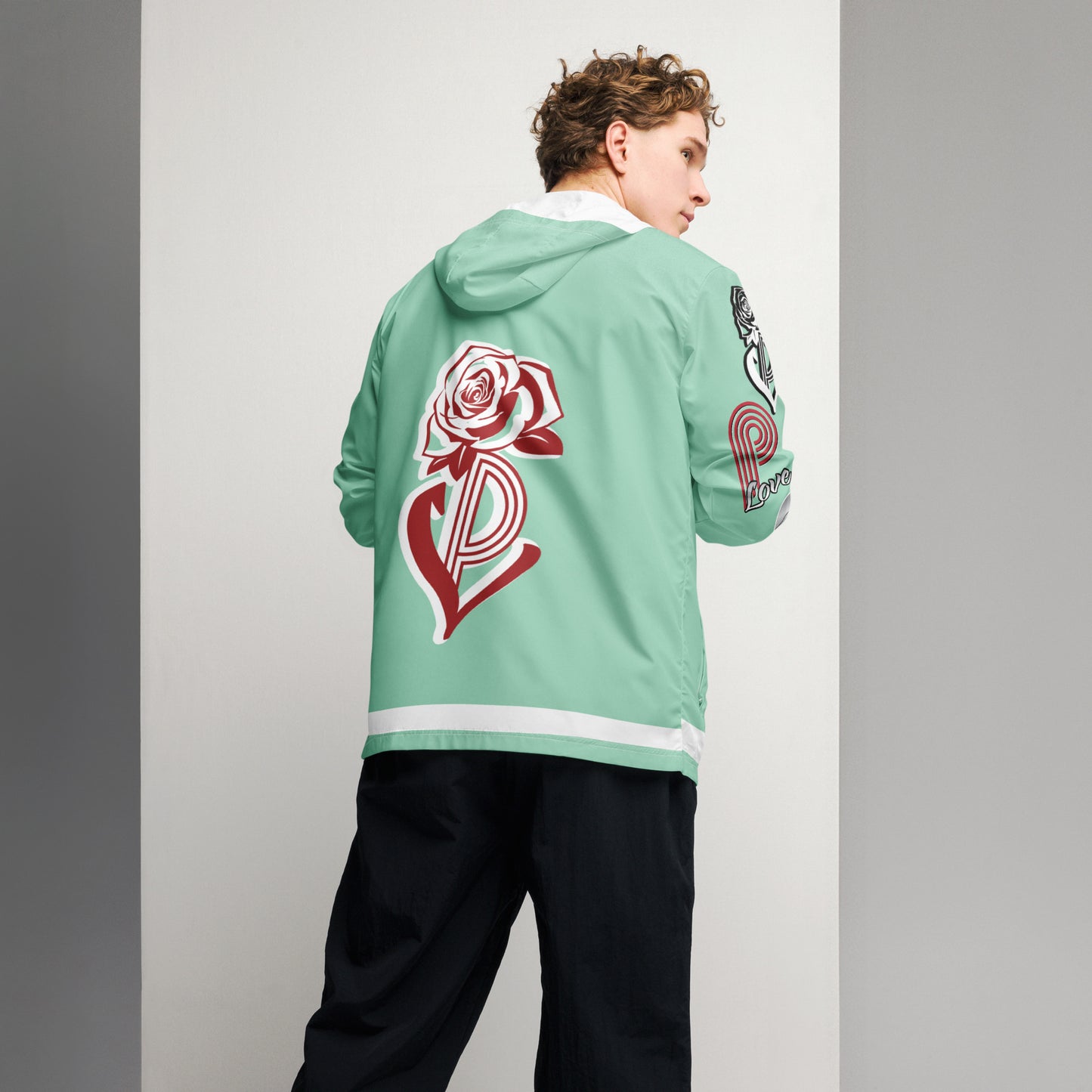 Portland Love Logos Vista Blue Men’s Windbreaker image 17