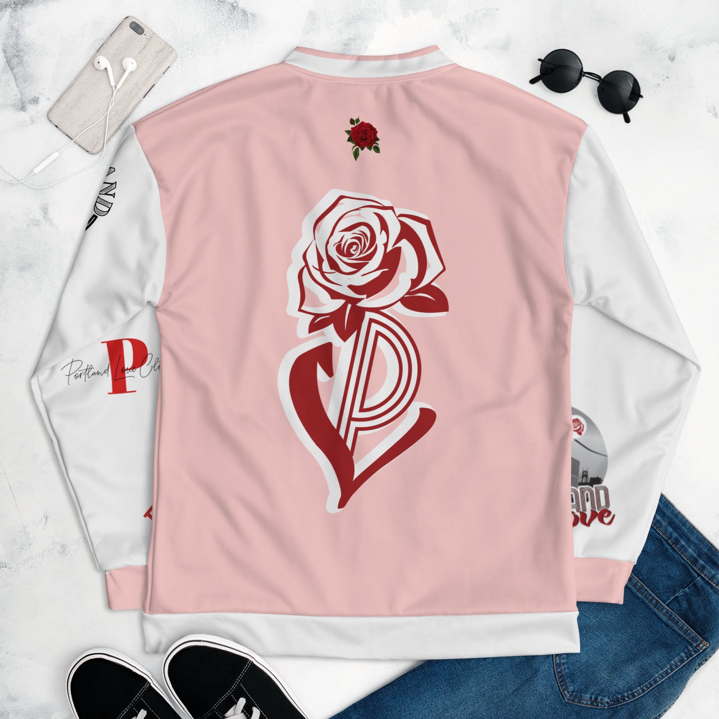 Portland Love Logo PL-Rose Bomber Jacket (Pink) image 2