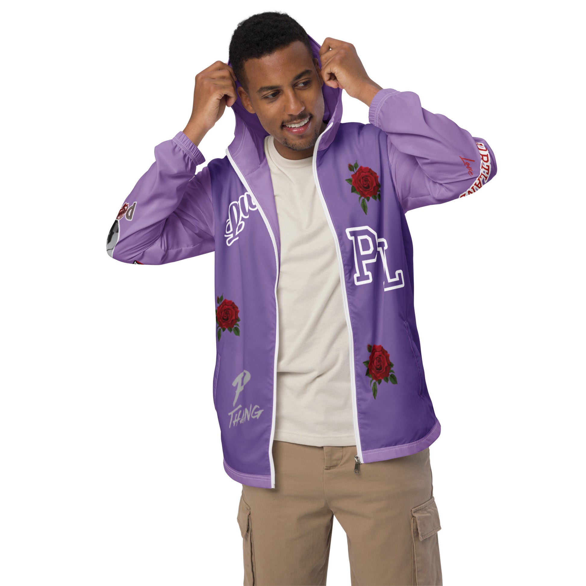 Portland Love Purple Logo Men’s Windbreaker image 12
