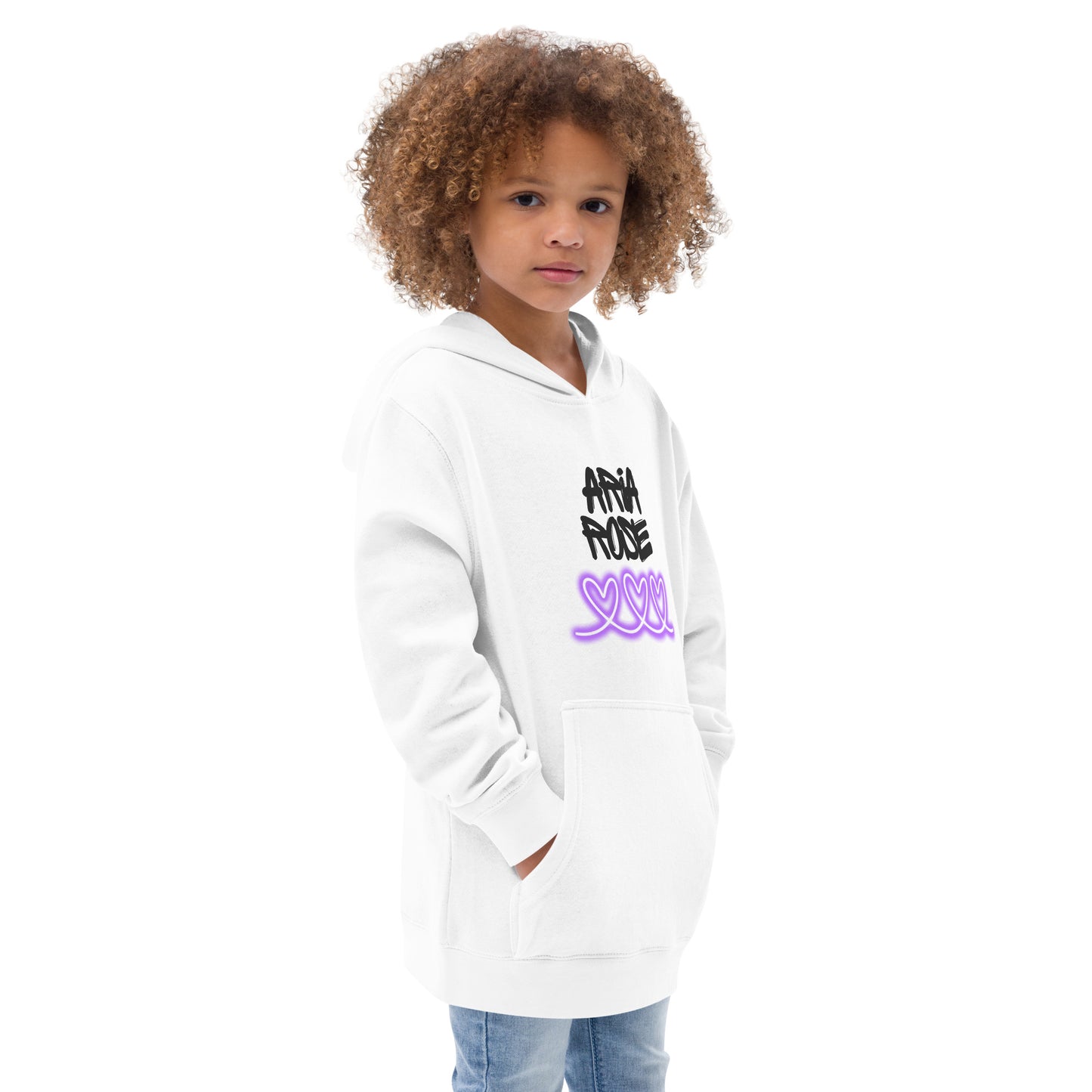 Aria Rose Purple Heart Kids Fleece Hoodie image 7