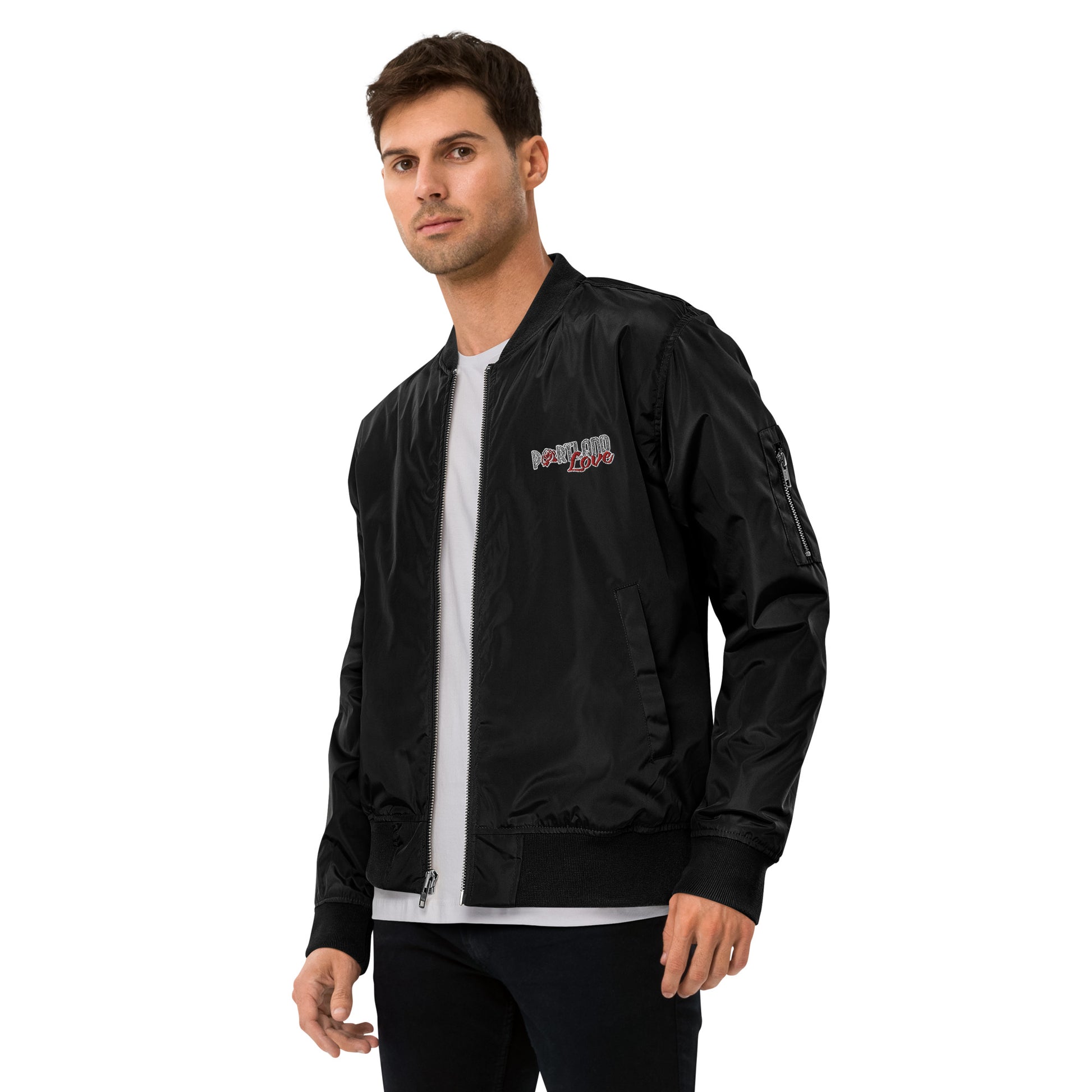 Original Portland Love Embroidered Premium Recycled Bomber Jacket image 1