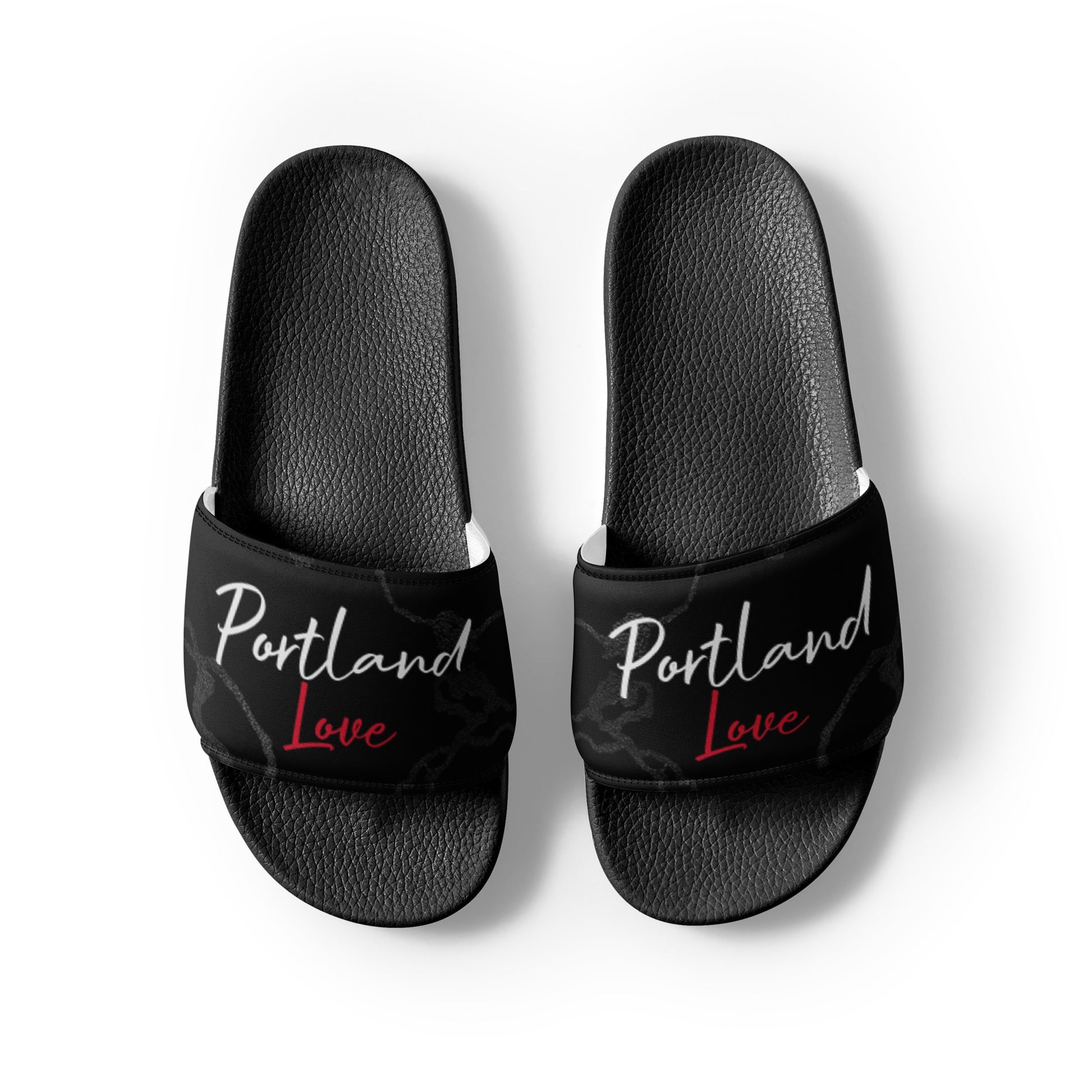 Portland Love Black Marble Women's Slides image 2