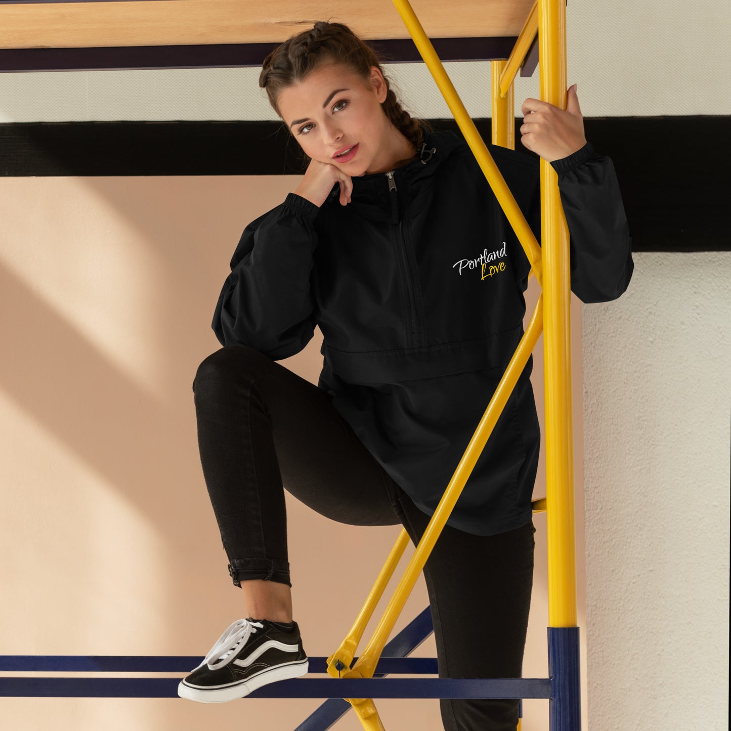Portland Love (Yellow) Embroidered Champion Packable Jacket image 1