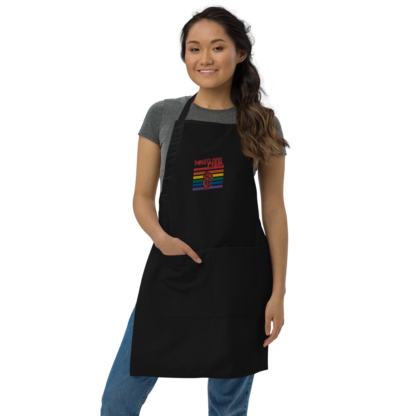 Portland Love Rainbow Embroidered Apron image 0