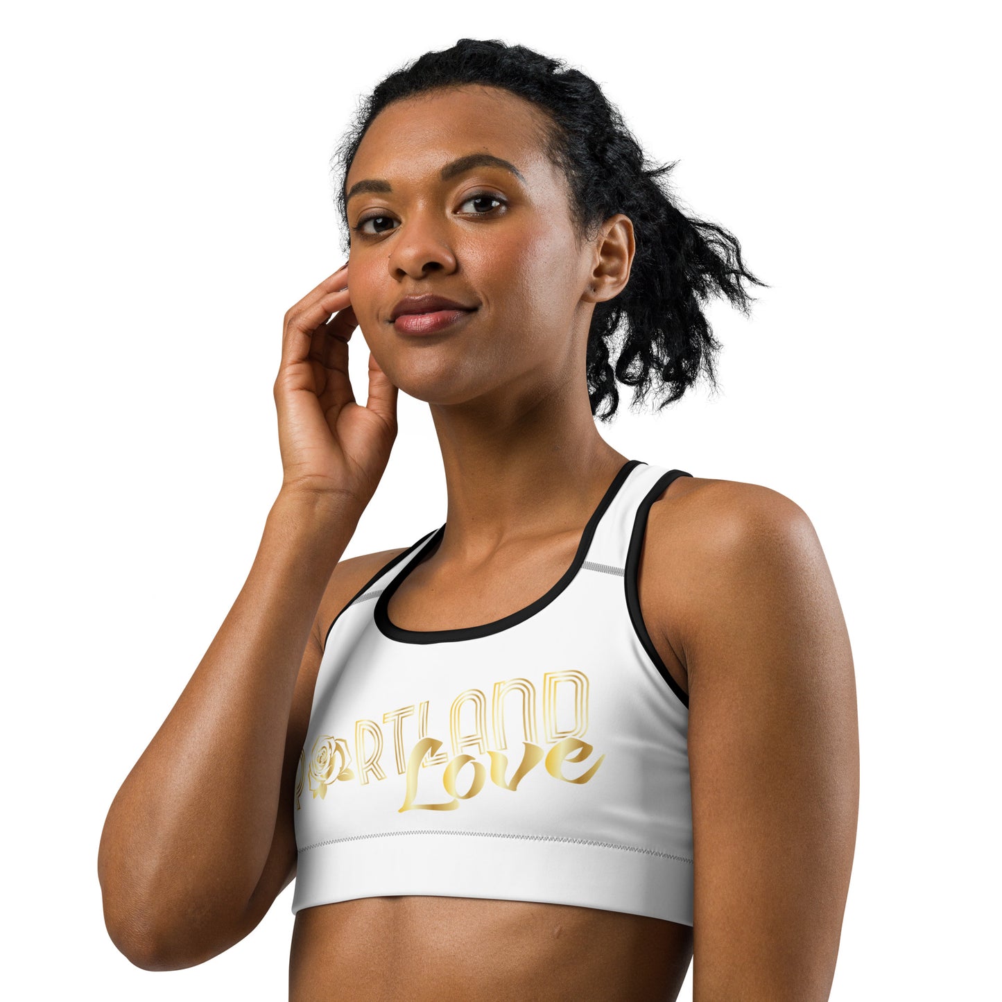 Portland Love Gold Print Sports Bra image 0