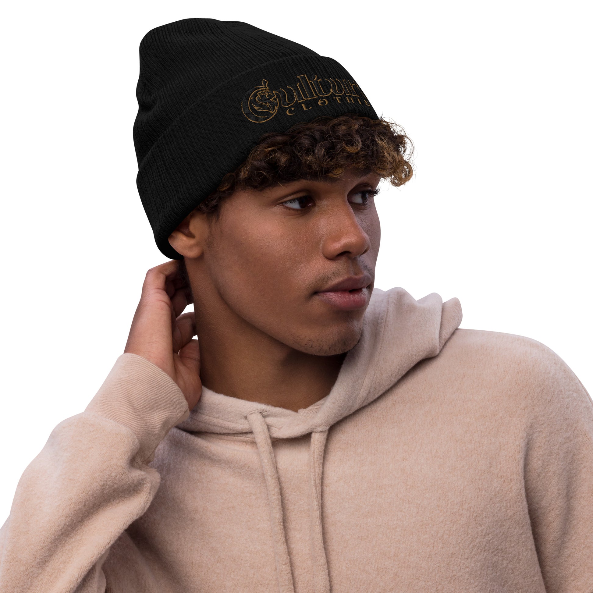 Culture Black Ribbed Knit Beanie image 6