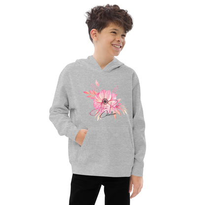 Aria Rose Pink Flower Kids Fleece Hoodie image 5