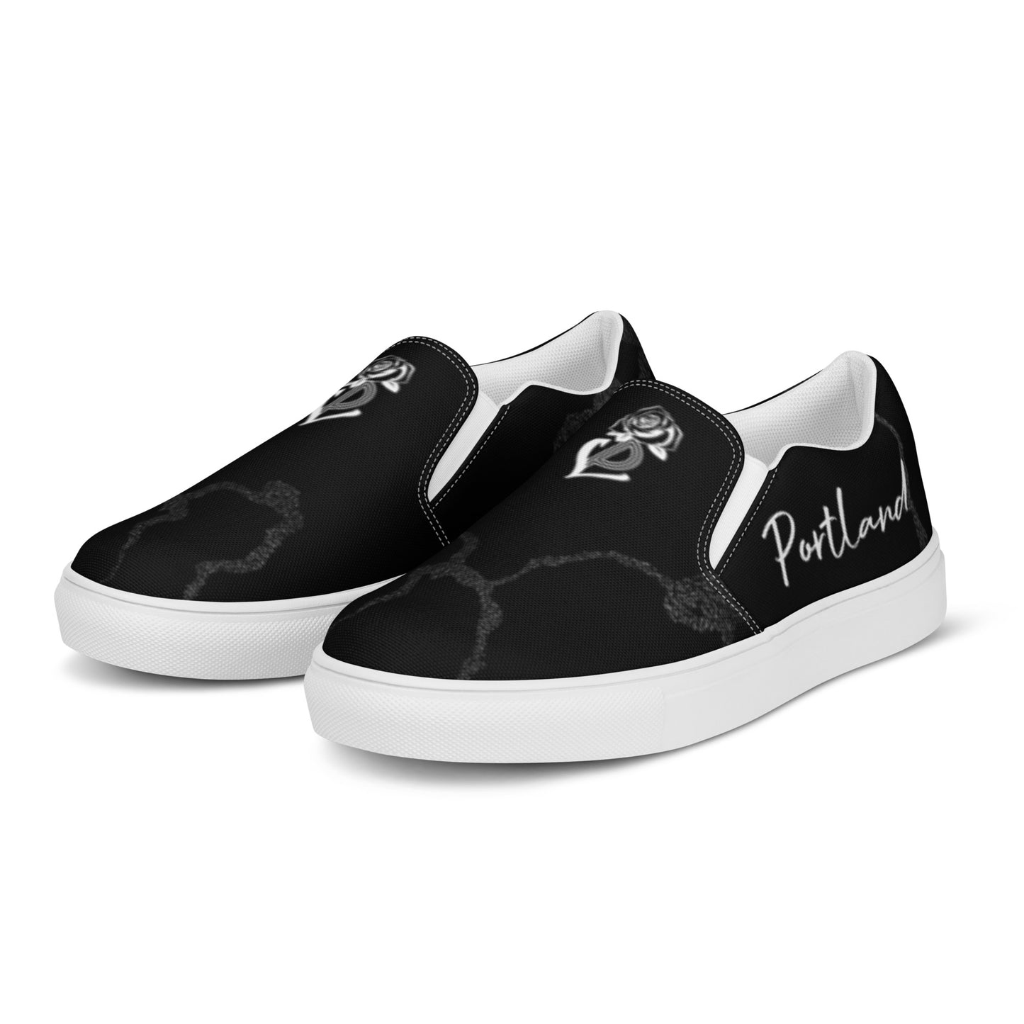 Portland Love Black Marble Women’s Slip-on Canvas shoes image 5
