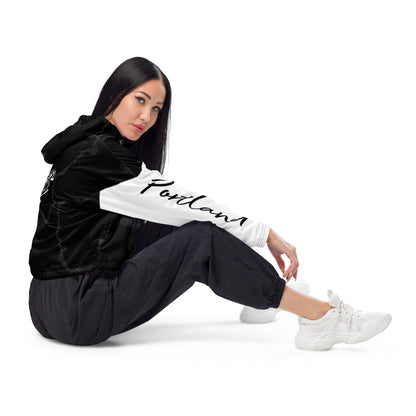 Portland Love Black Marble Women’s Cropped Windbreaker image 2