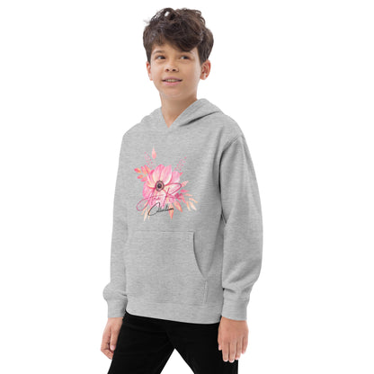 Aria Rose Pink Flower Kids Fleece Hoodie image 6