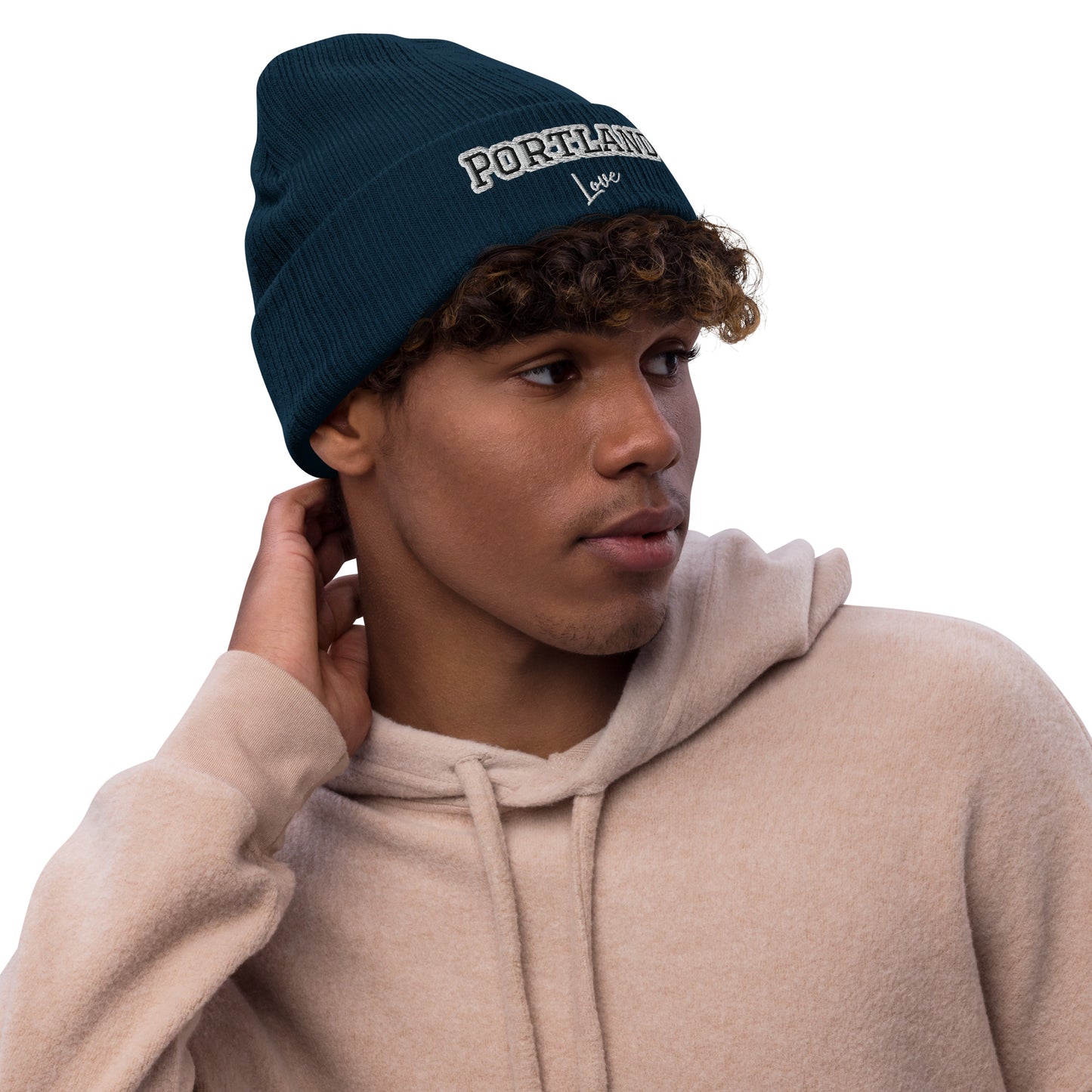 Block Style Ribbed Knit Beanie  image 1