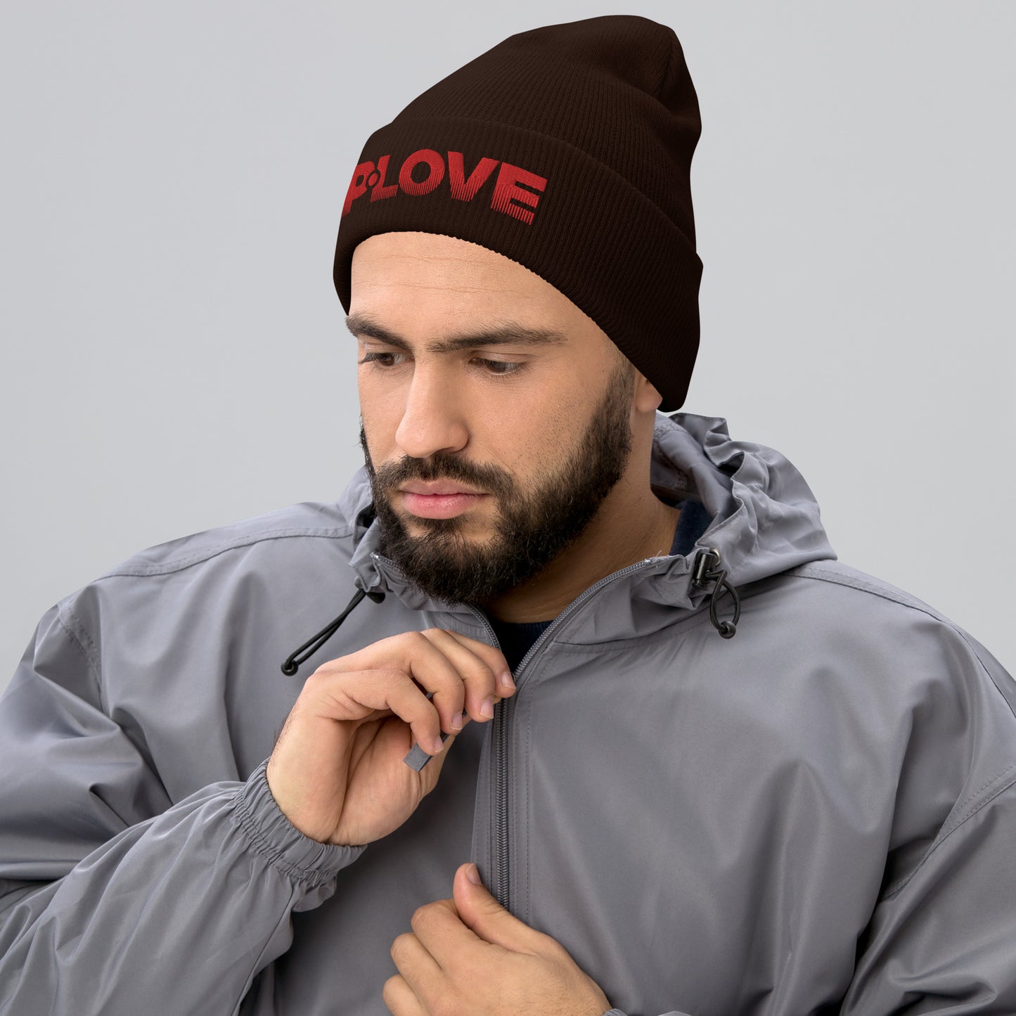 P-Love Rose 3D Puff Embroidered Cuffed Beanie image 5