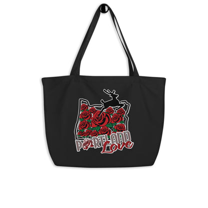 Portland Love Roses Large Organic Tote Bag image 4