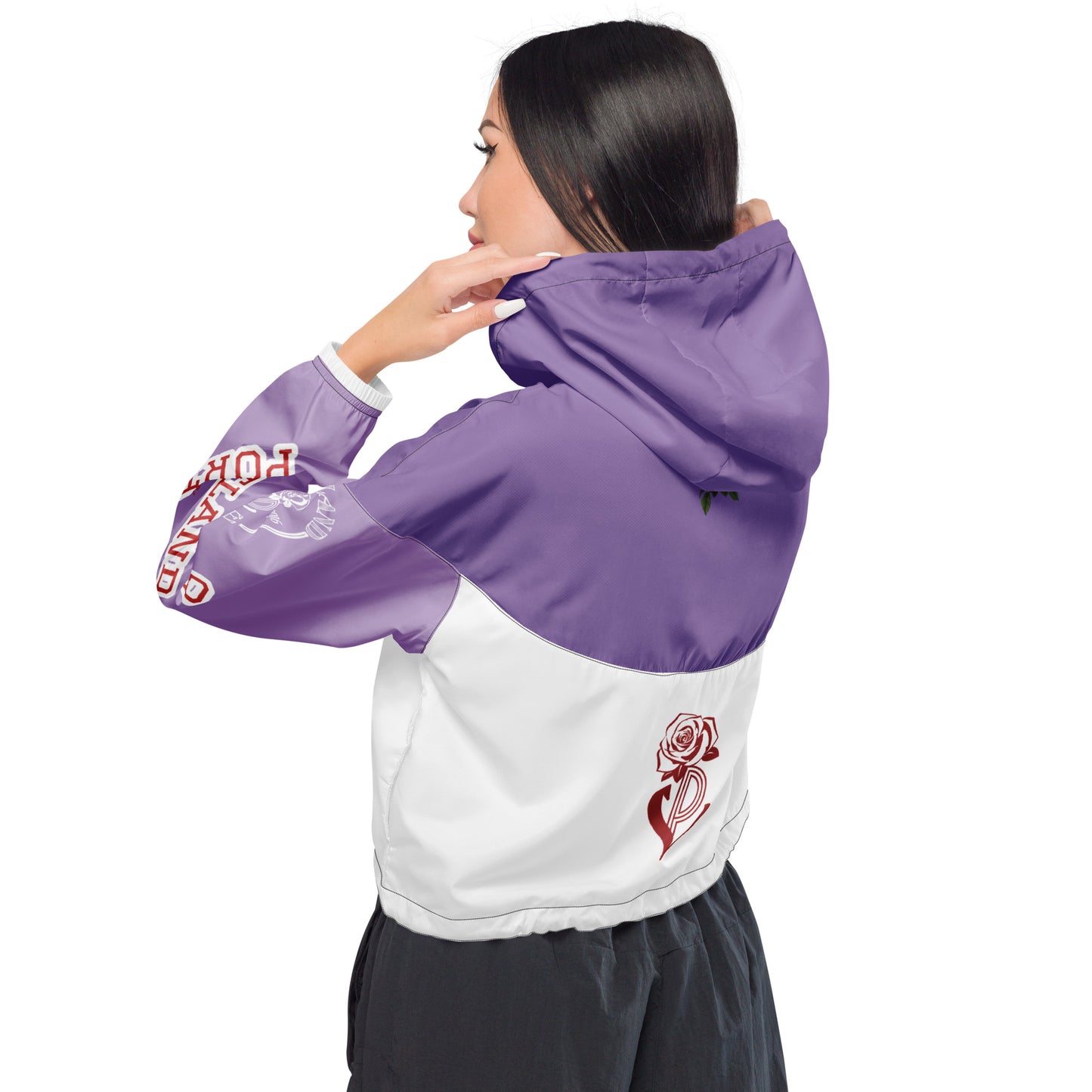 Portland Love Logos Purple Women’s Cropped Windbreaker image 4