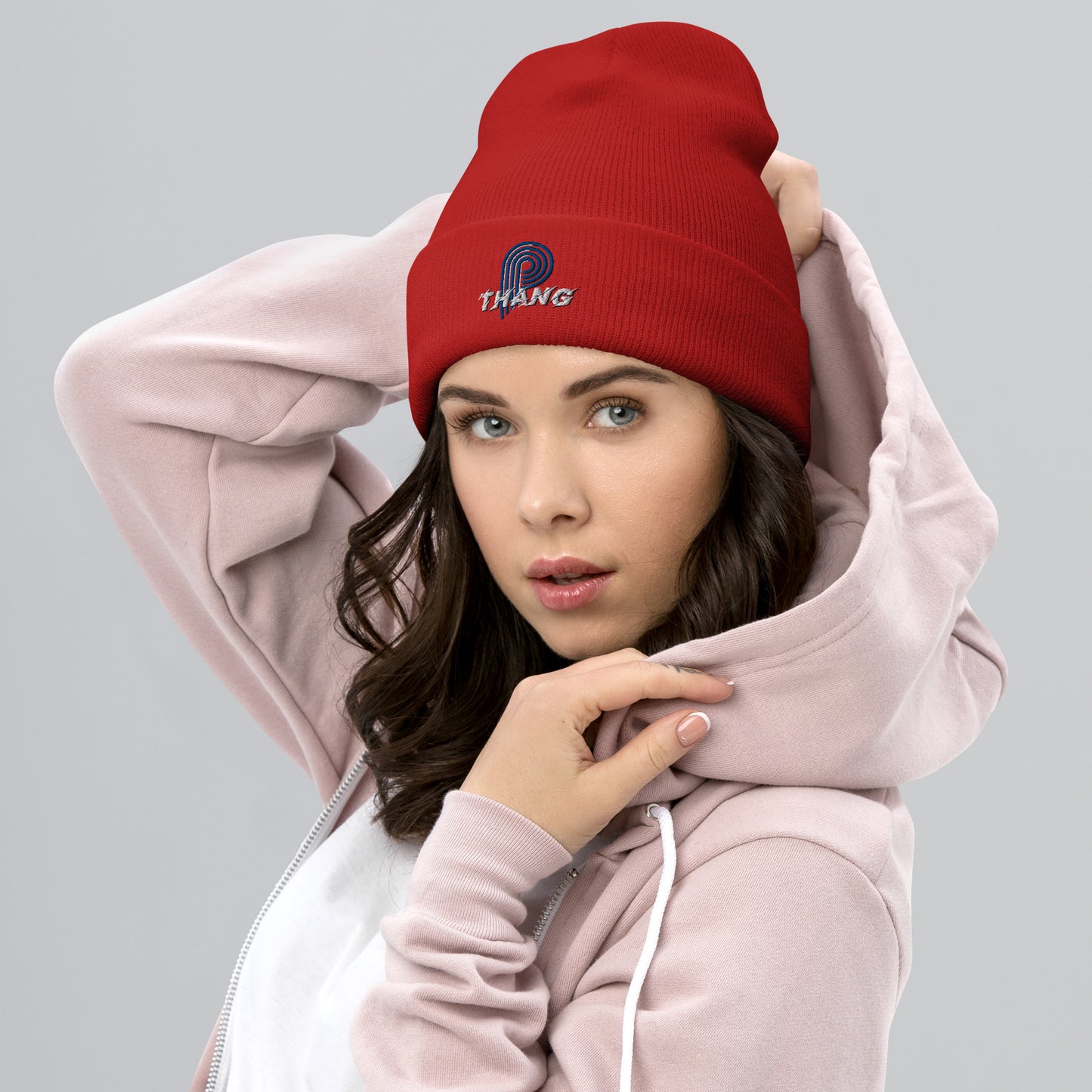 P-Thang (Royal/White) Cuffed Beanie image 4